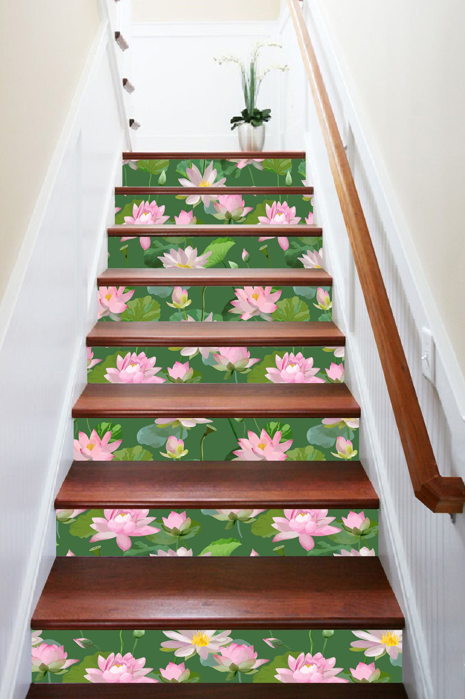 3D Lotus Flowers Pattern 1106 Stair Risers Wallpaper AJ Wallpaper