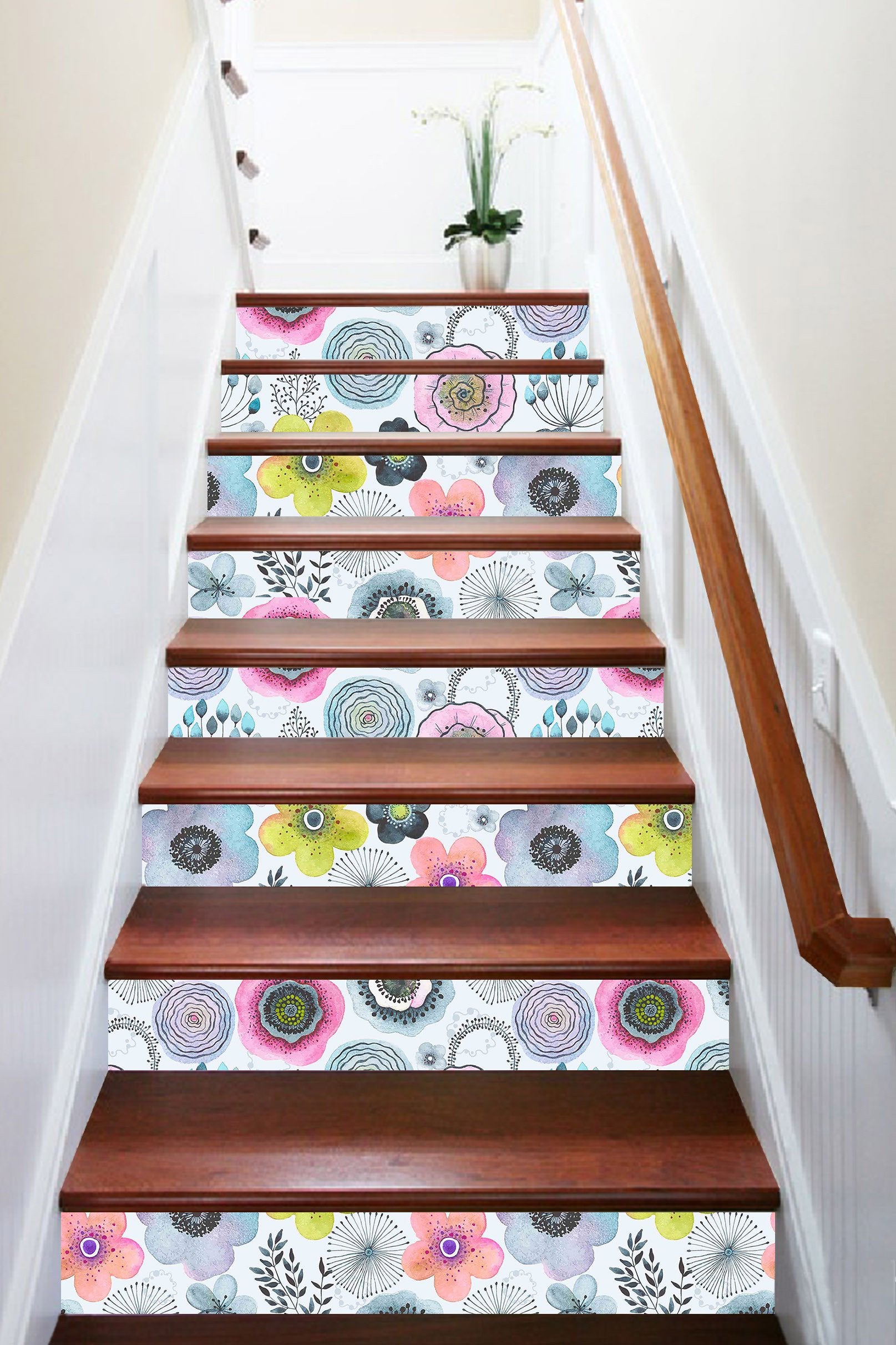 3D Flowers Pattern 1167 Stair Risers Wallpaper AJ Wallpaper