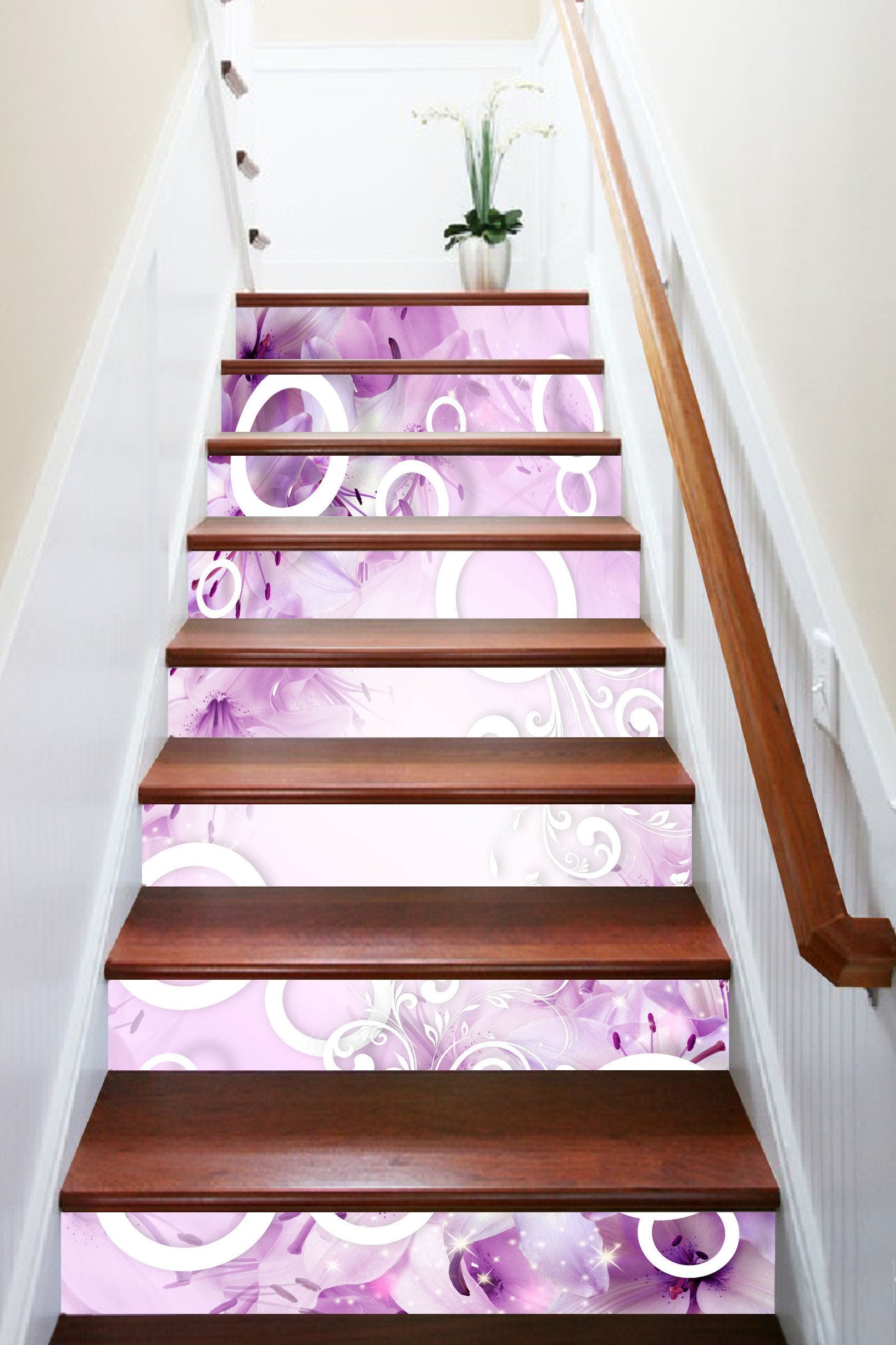 3D Rings And Flowers 1005 Stair Risers Wallpaper AJ Wallpaper