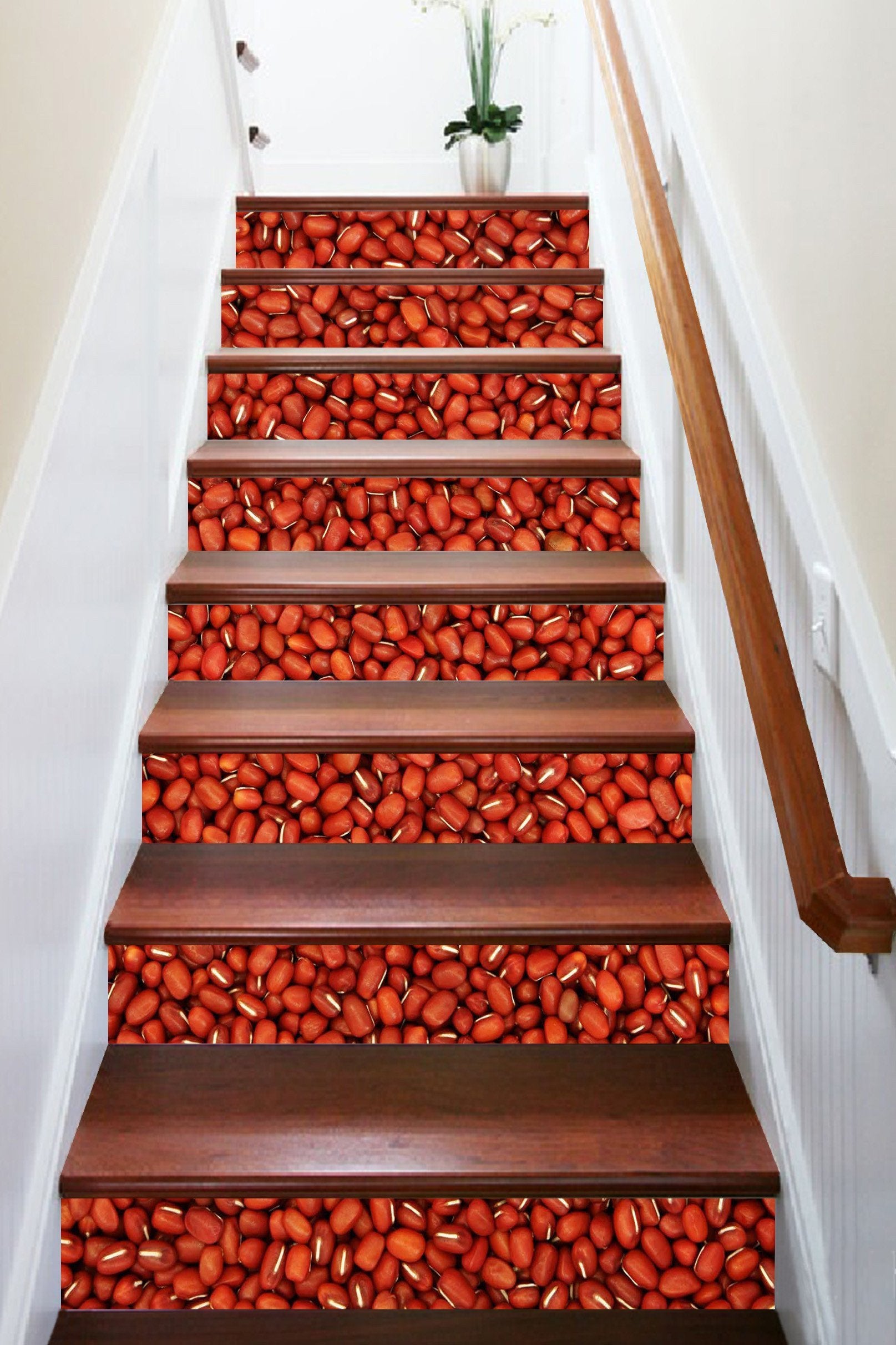 3D Red Beans 1479 Stair Risers Wallpaper AJ Wallpaper