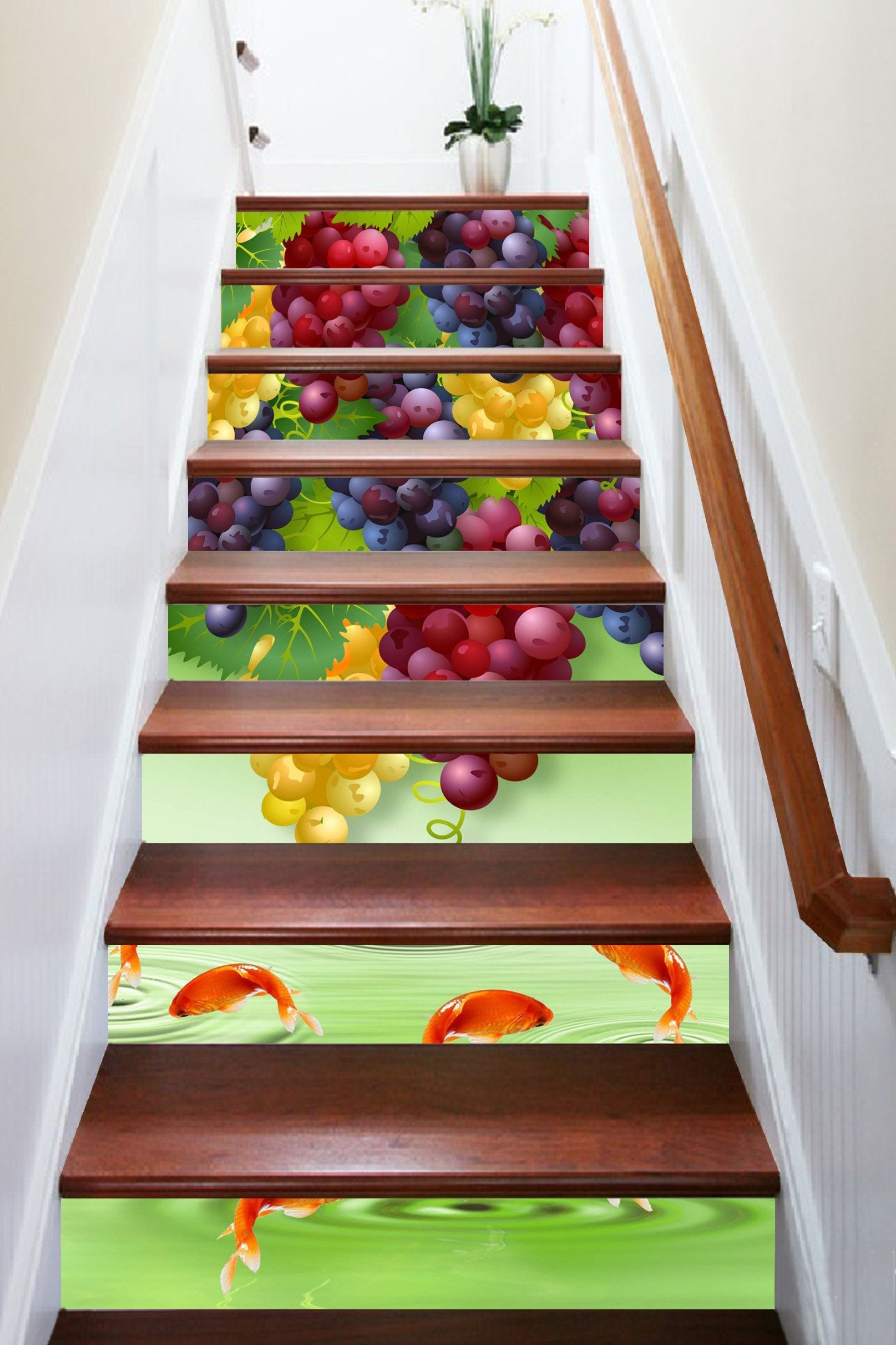 3D Color Grapes Fishes 1515 Stair Risers Wallpaper AJ Wallpaper
