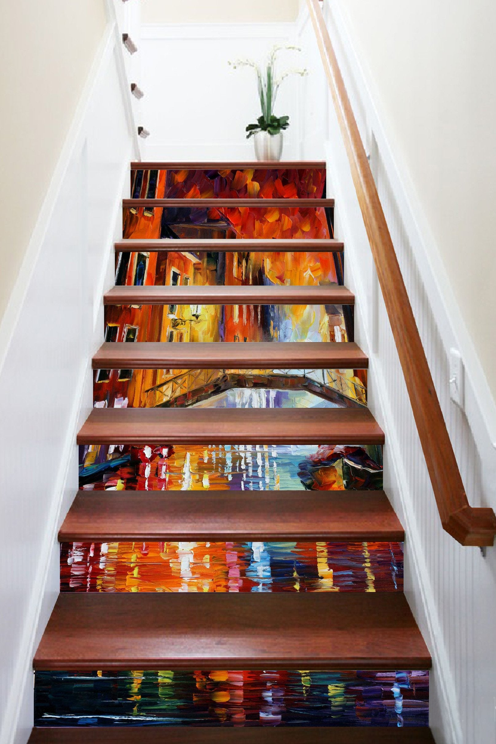 3D City Street Painting 1273 Stair Risers Wallpaper AJ Wallpaper