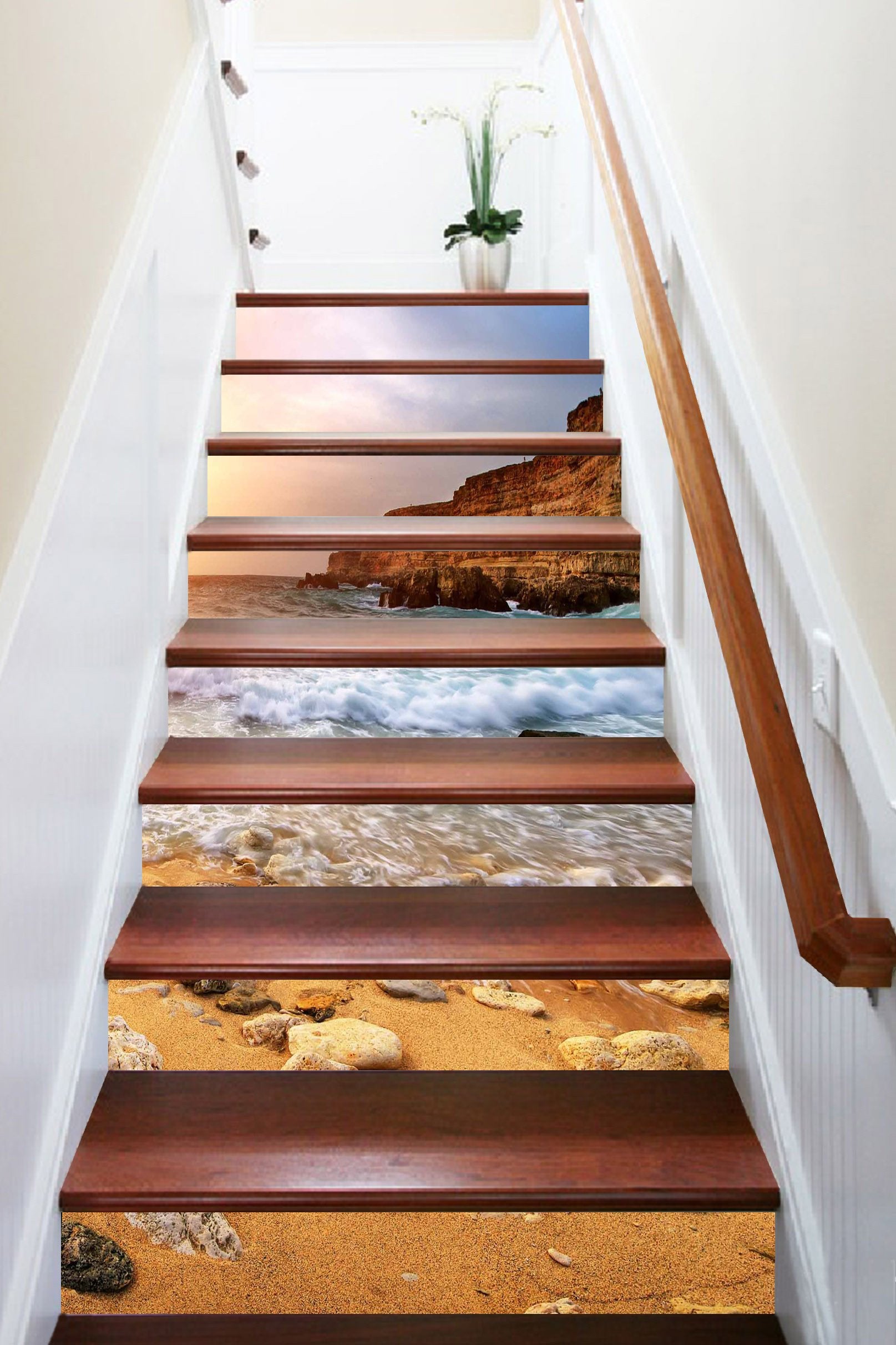 3D Sea Beach Stones 1268 Stair Risers Wallpaper AJ Wallpaper