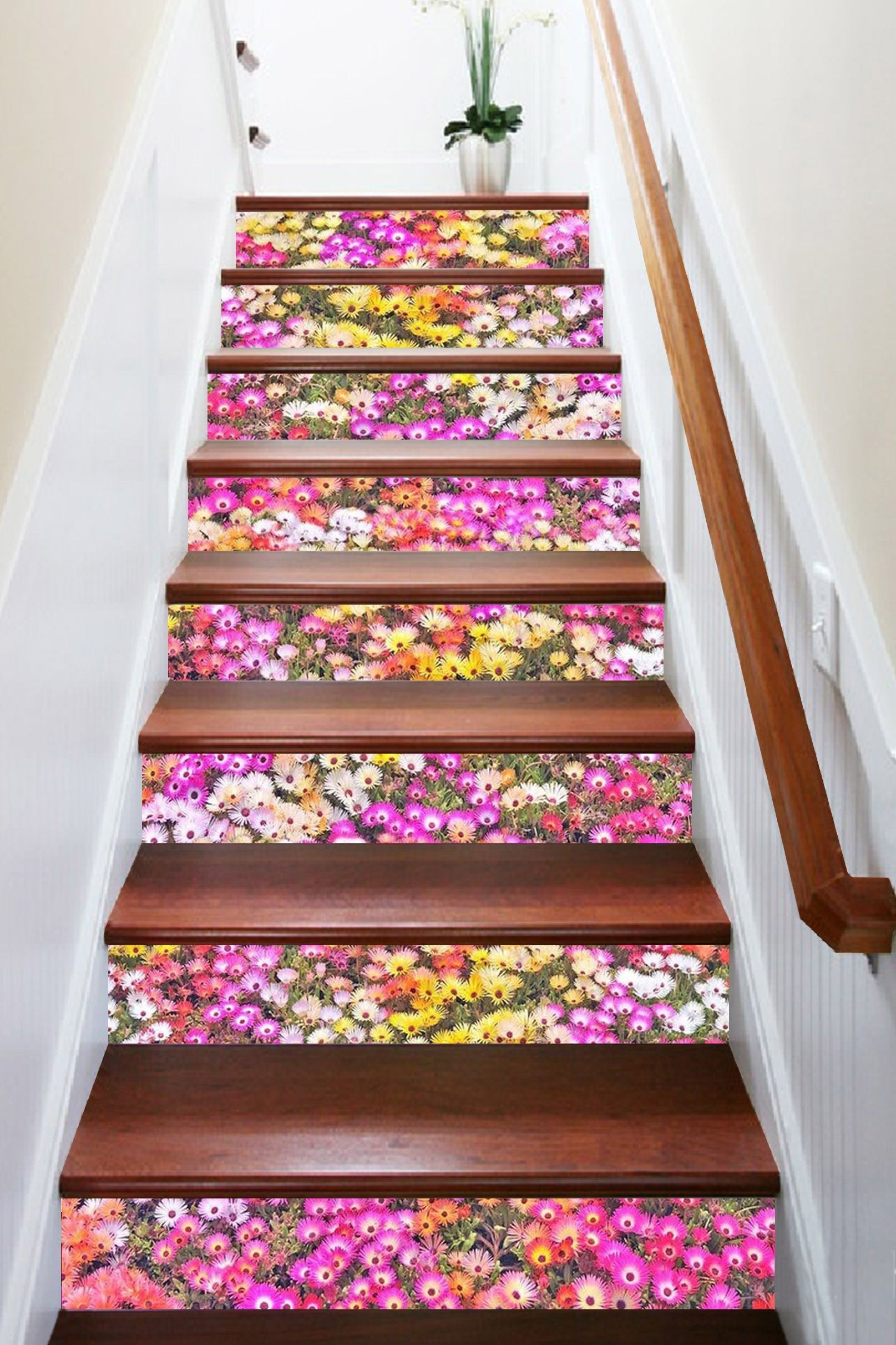 3D Colorful Flowers 1434 Stair Risers Wallpaper AJ Wallpaper