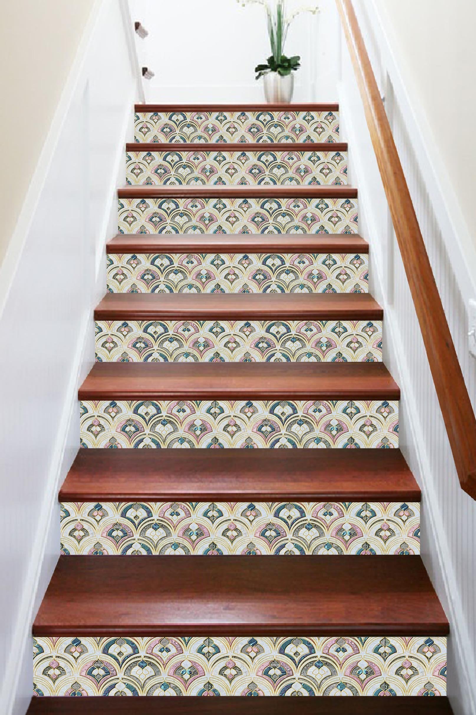 3D Colorful Fish Scales 0321 Marble Tile Texture Stair Risers Wallpaper AJ Wallpaper