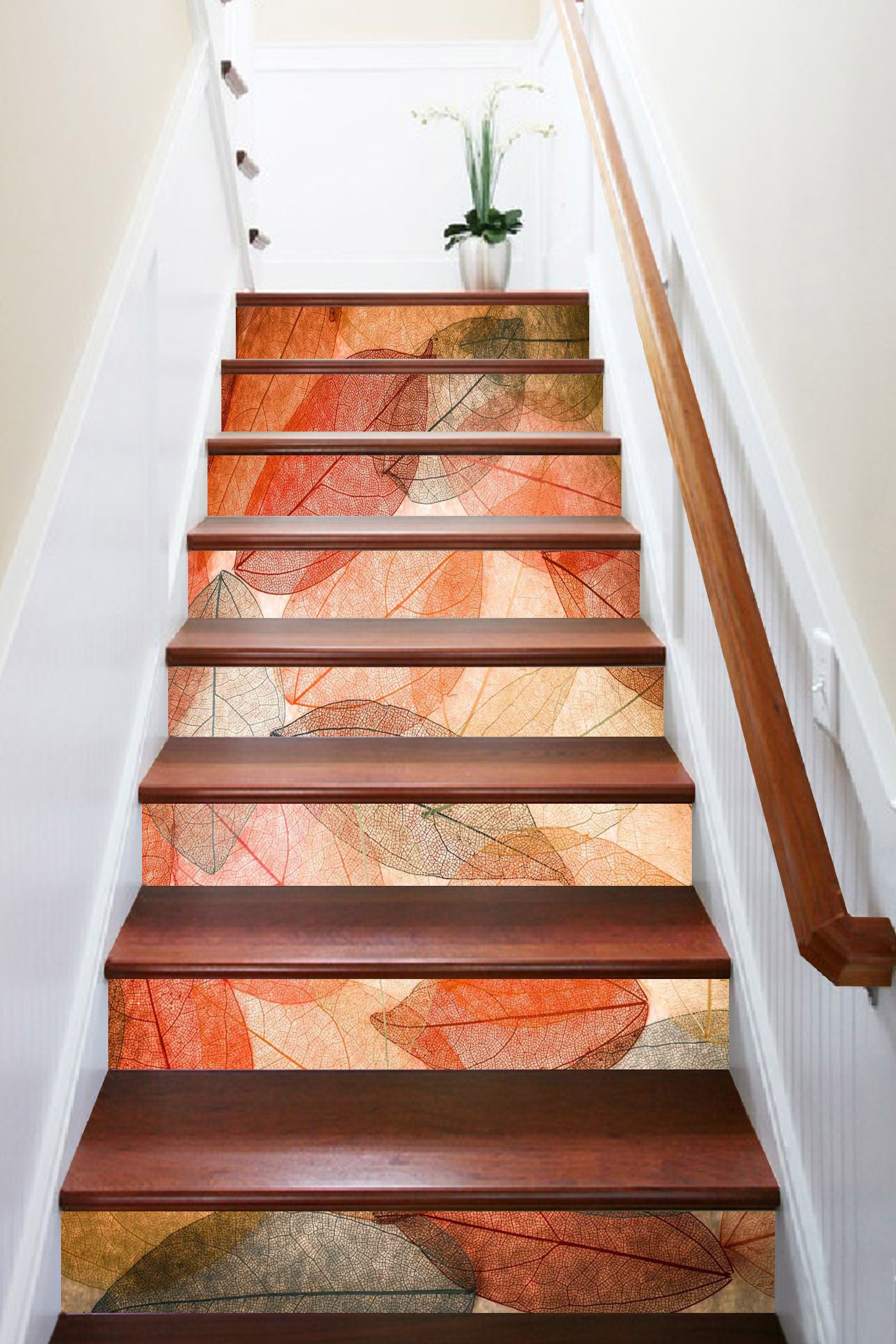 3D Clear Leaves Veins 1018 Stair Risers Wallpaper AJ Wallpaper