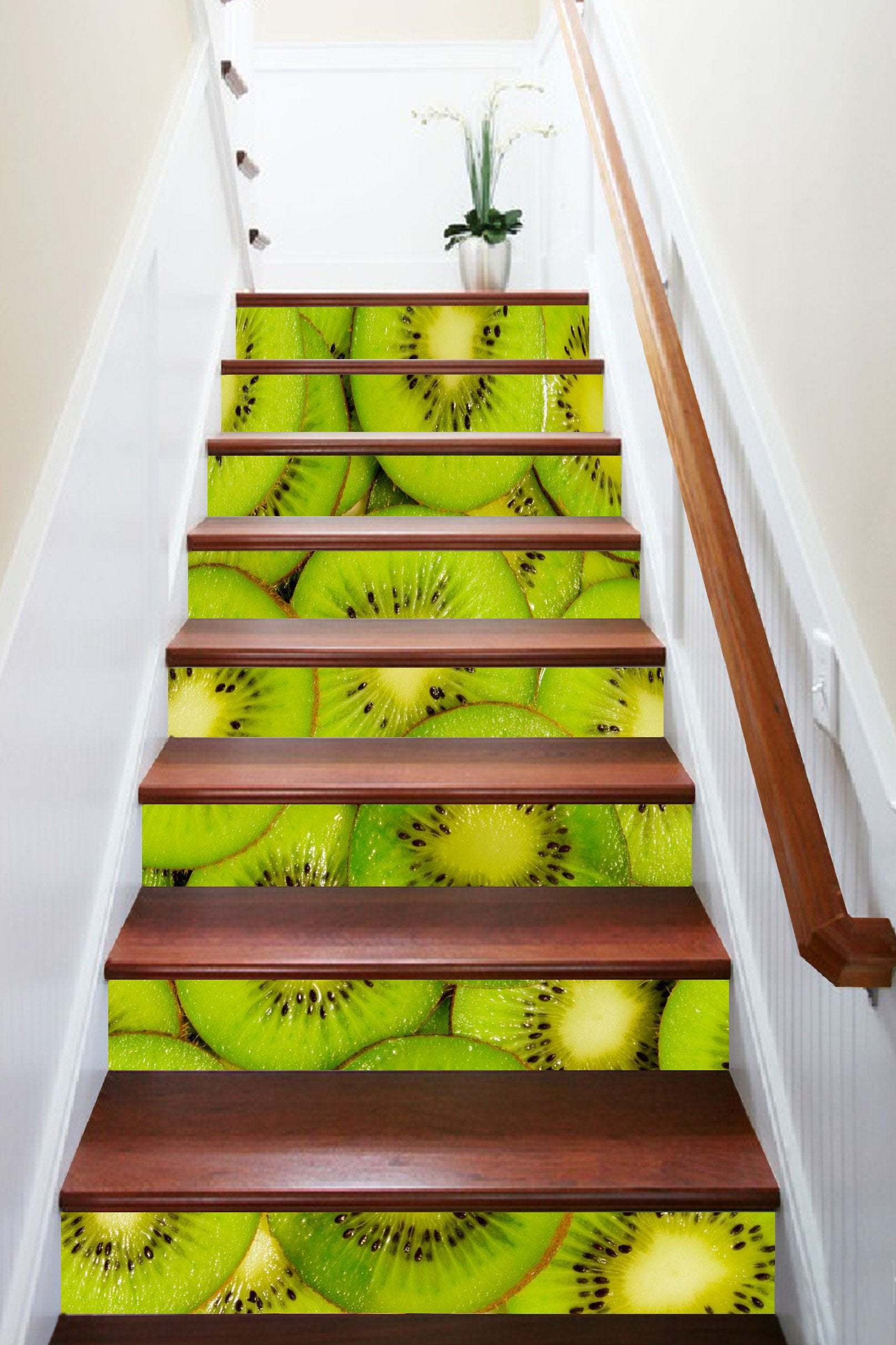 3D Fresh Kiwi Slices 1278 Stair Risers Wallpaper AJ Wallpaper