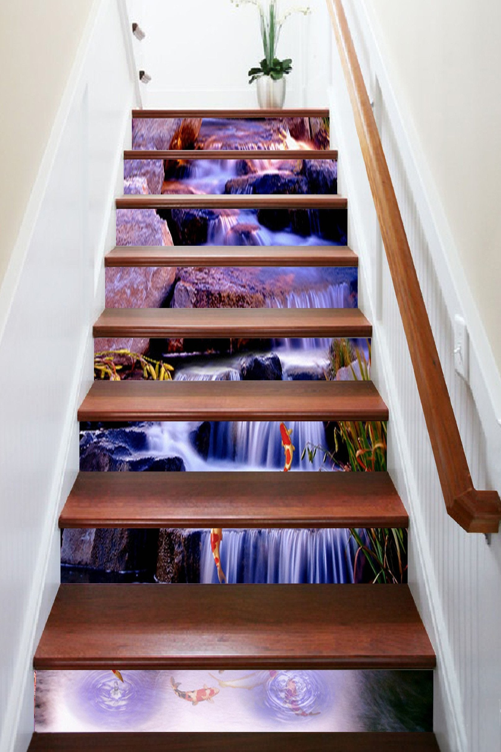 3D Creek Carps 1428 Stair Risers Wallpaper AJ Wallpaper