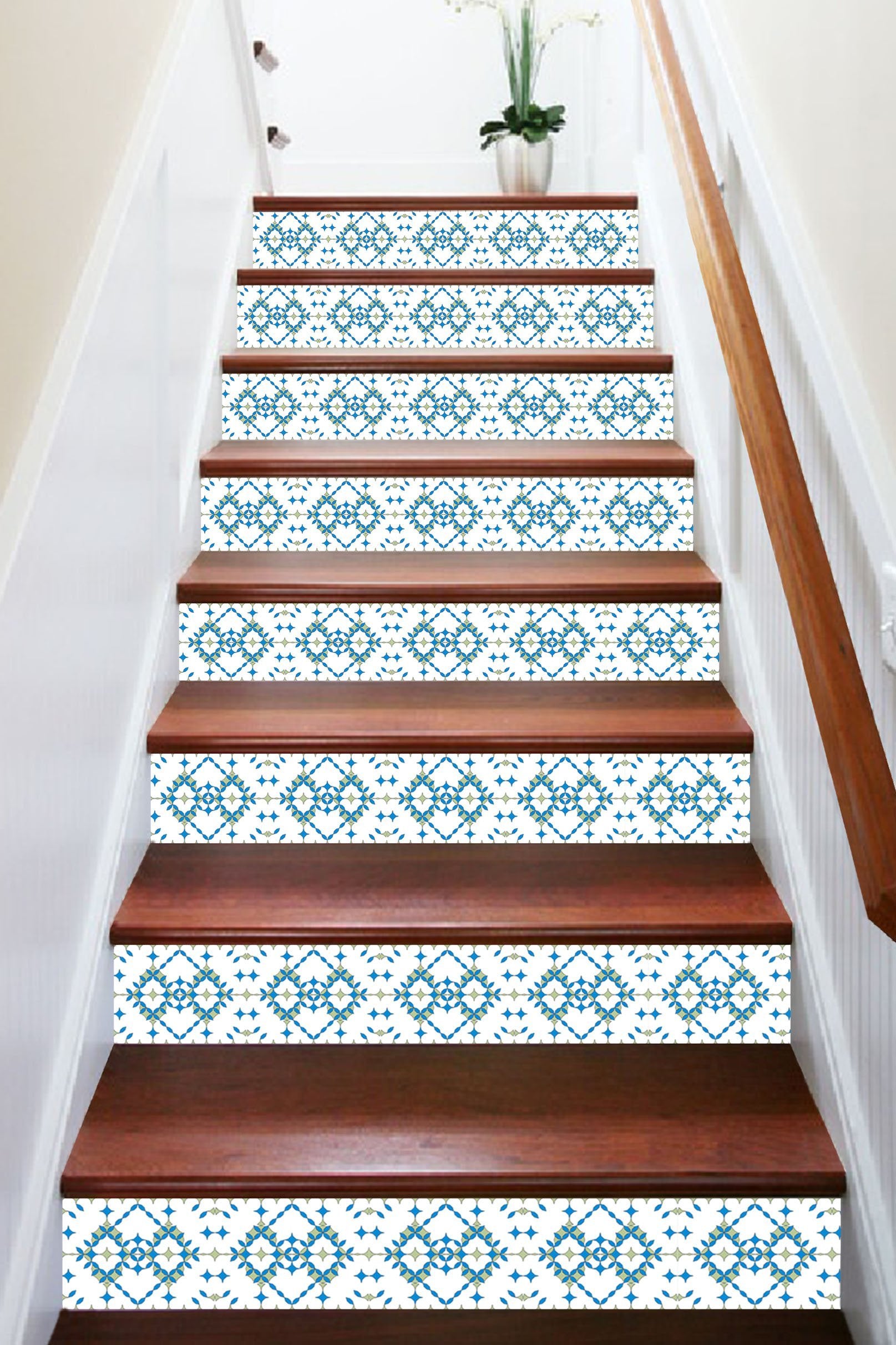 3D Blue Gird 108 Stair Risers Wallpaper AJ Wallpaper