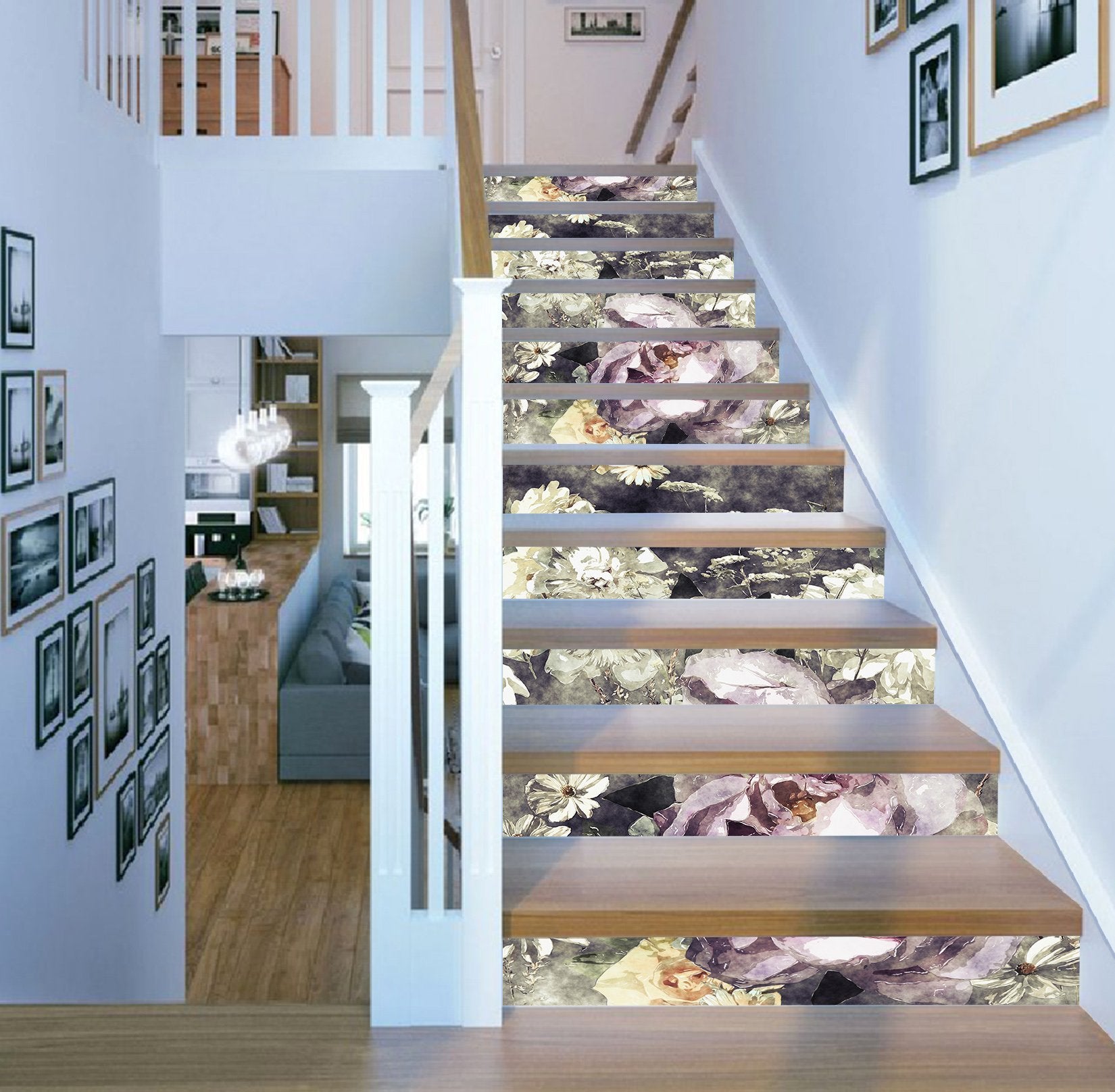 3D Purple Flowers 573 Stair Risers Wallpaper AJ Wallpaper