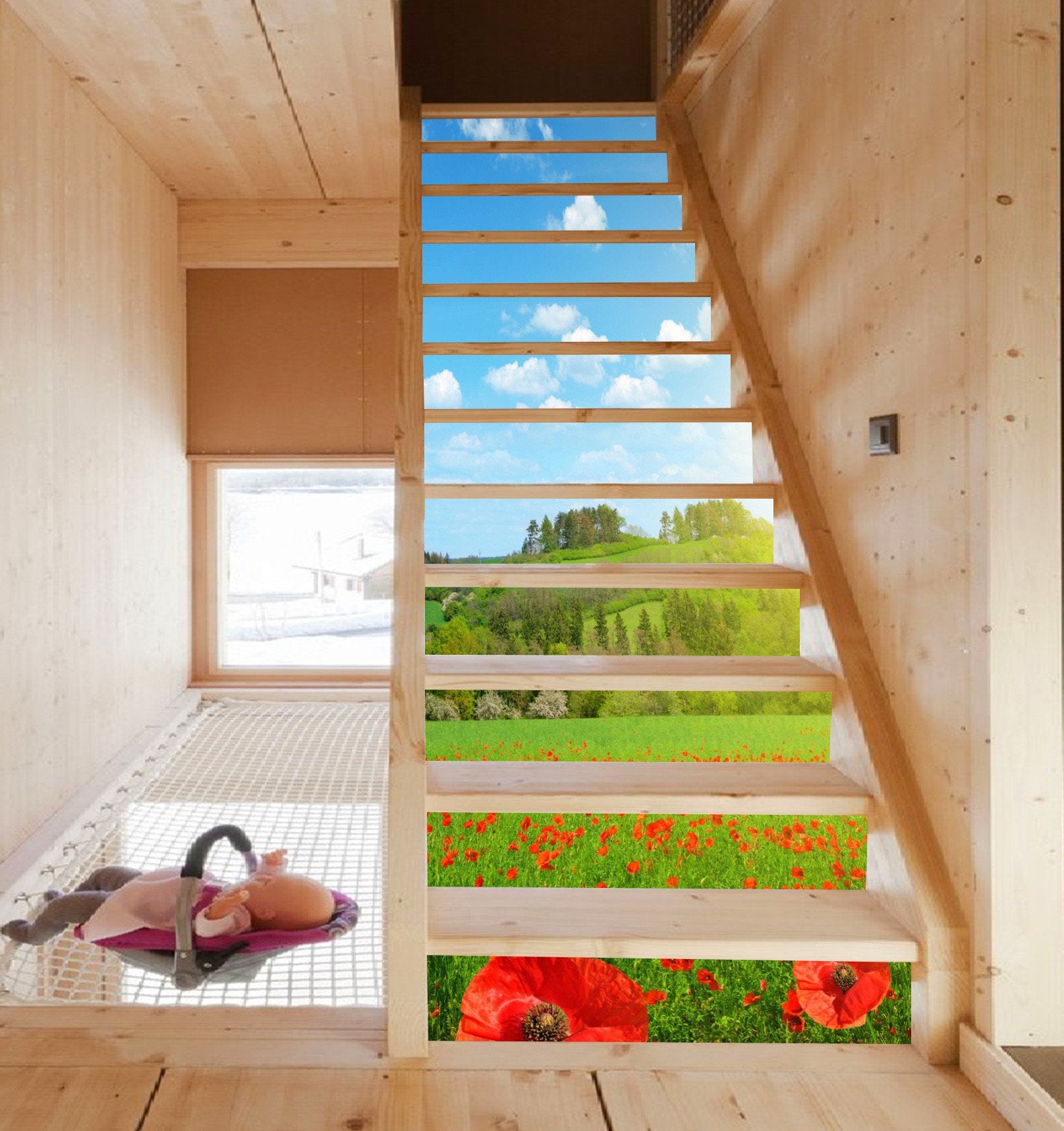 3D Mountain Grass Flowers 932 Stair Risers Wallpaper AJ Wallpaper