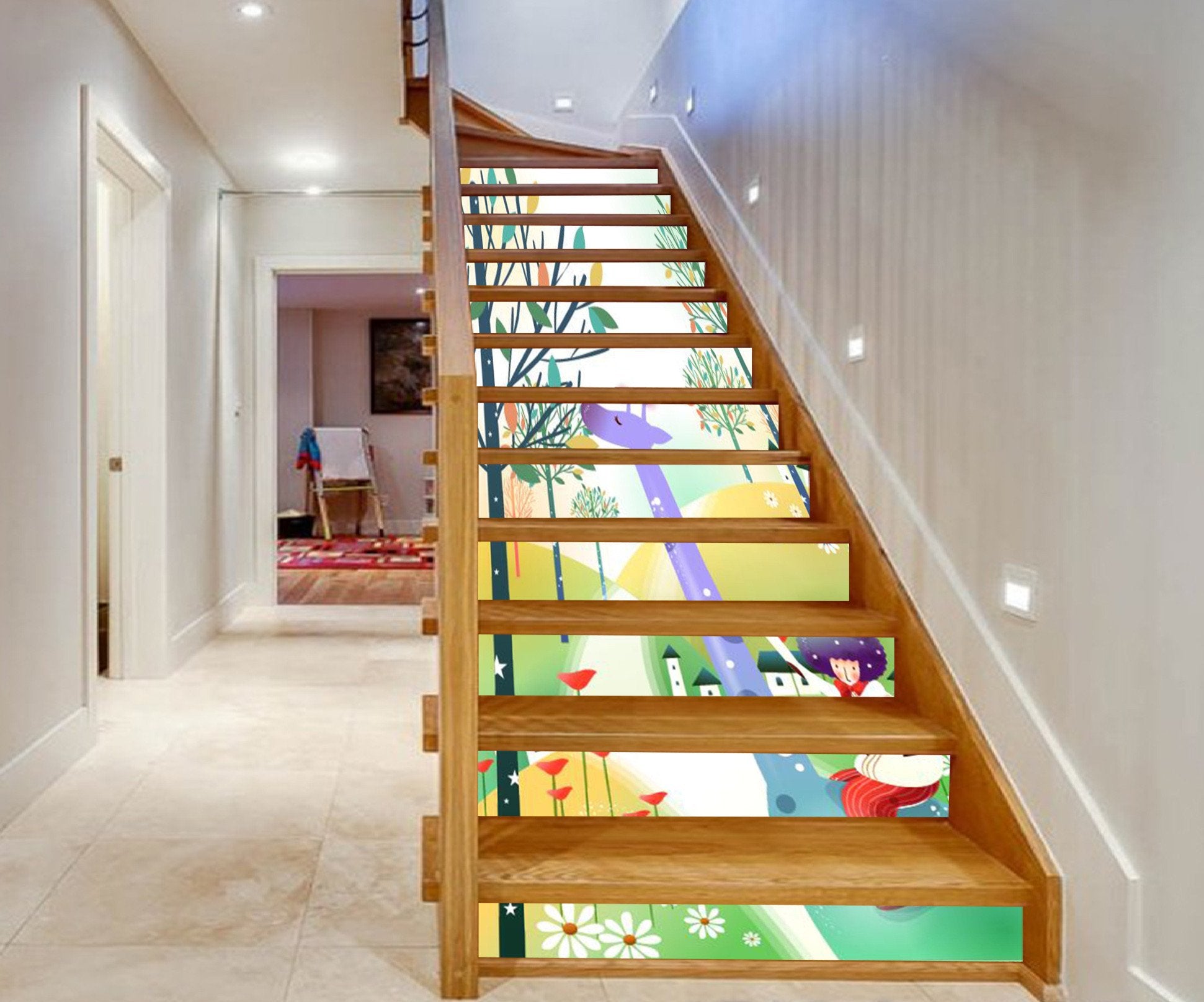 3D Riding Giraffe Kid 1027 Stair Risers Wallpaper AJ Wallpaper