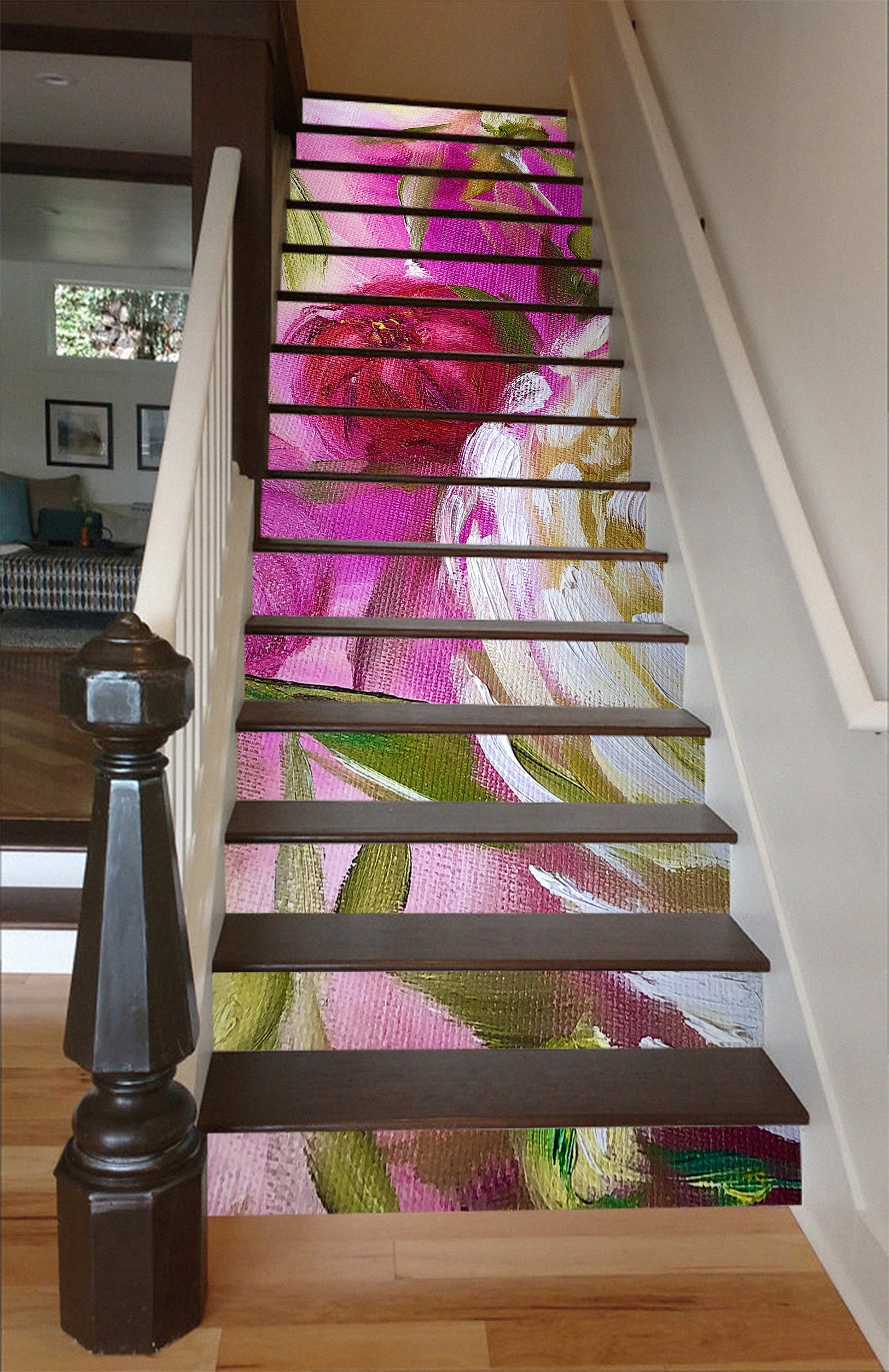 3D Hand Painted Flowers 2224 Skromova Marina Stair Risers
