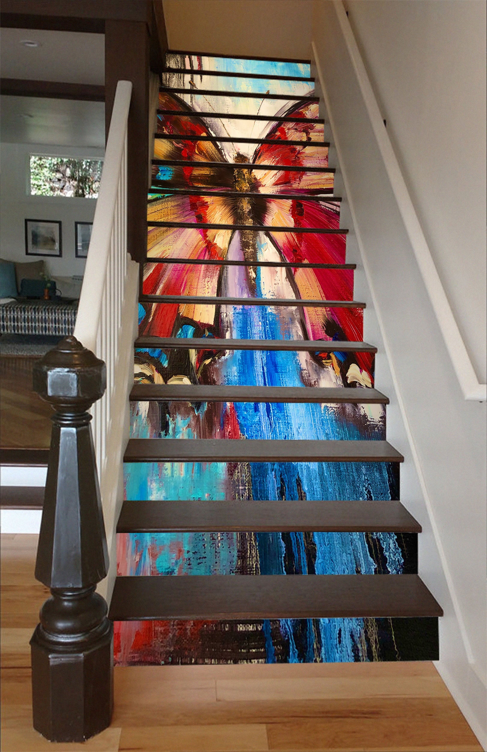3D Red Painted Butterfly 2152 Skromova Marina Stair Risers