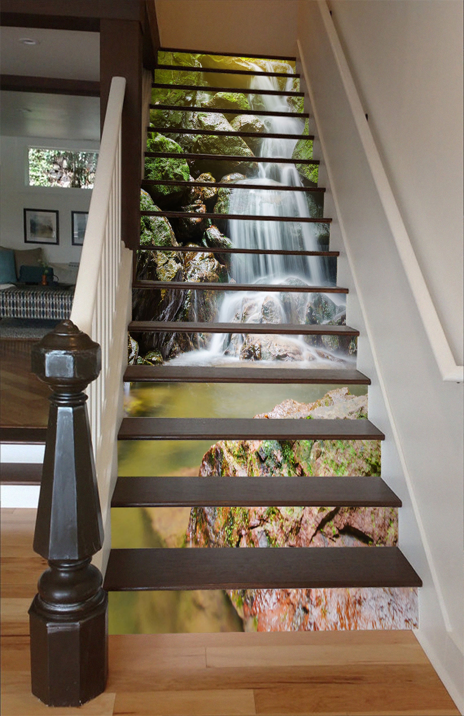 3D Intense Waterfall In Sunlight 320 Stair Risers