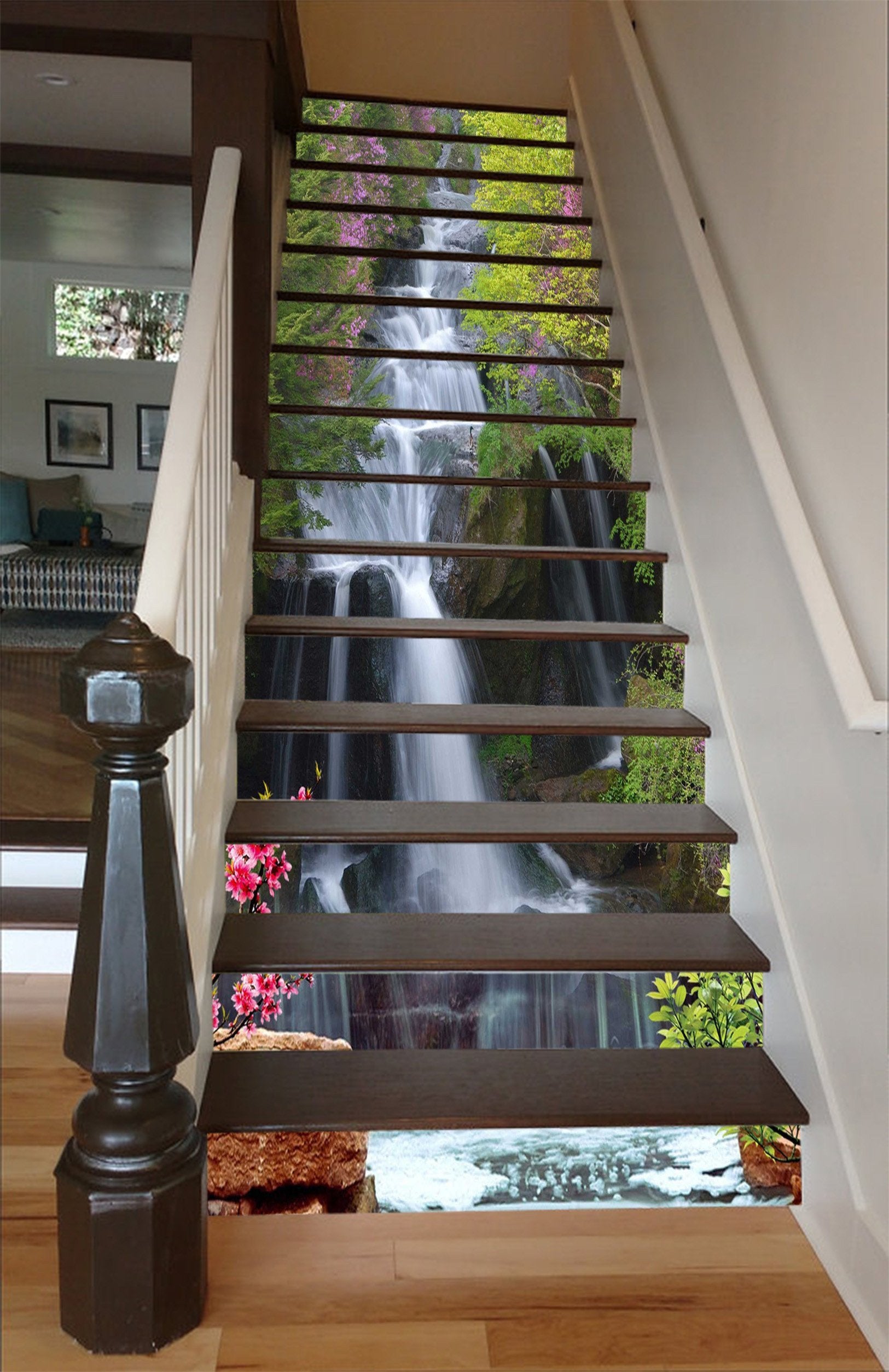 3D Creek Flowers 1629 Stair Risers Wallpaper AJ Wallpaper