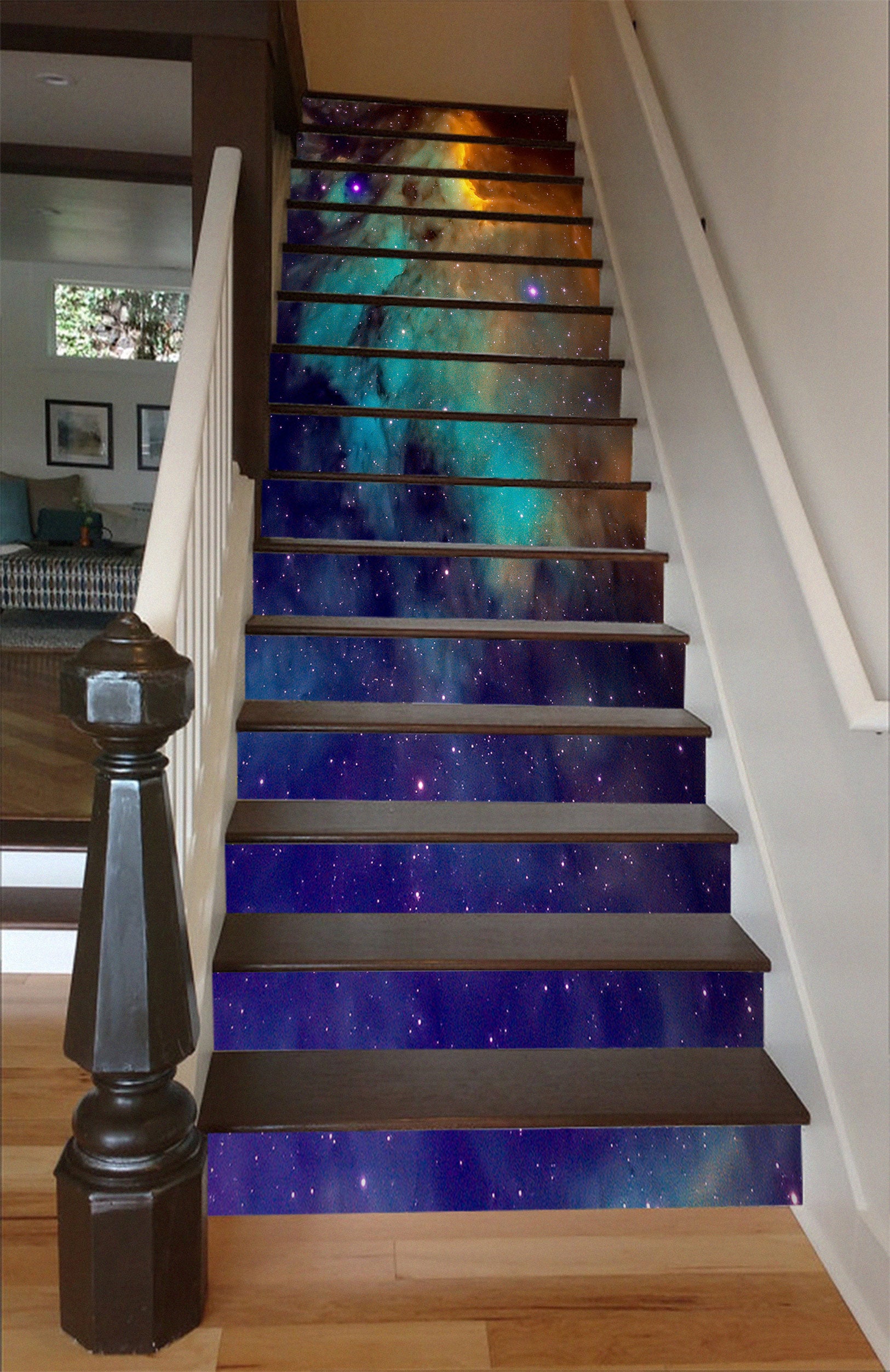 3D Mysterious Dream Galaxy 208 Stair Risers