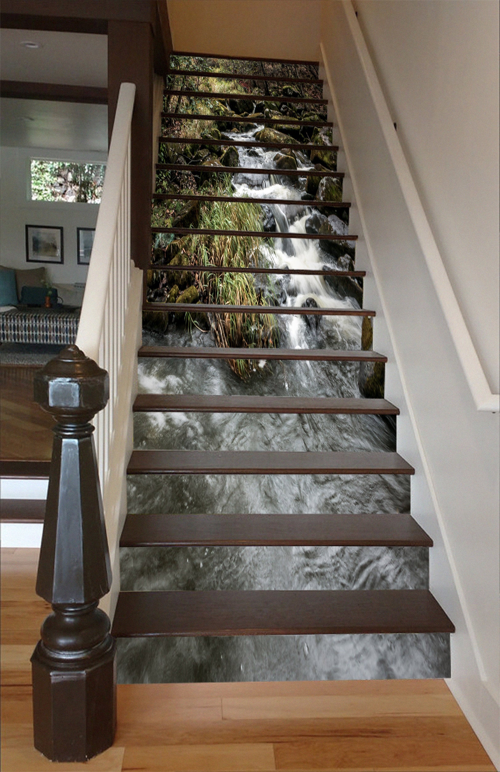 3D Deep Stone Flowing Water 548 Stair Risers