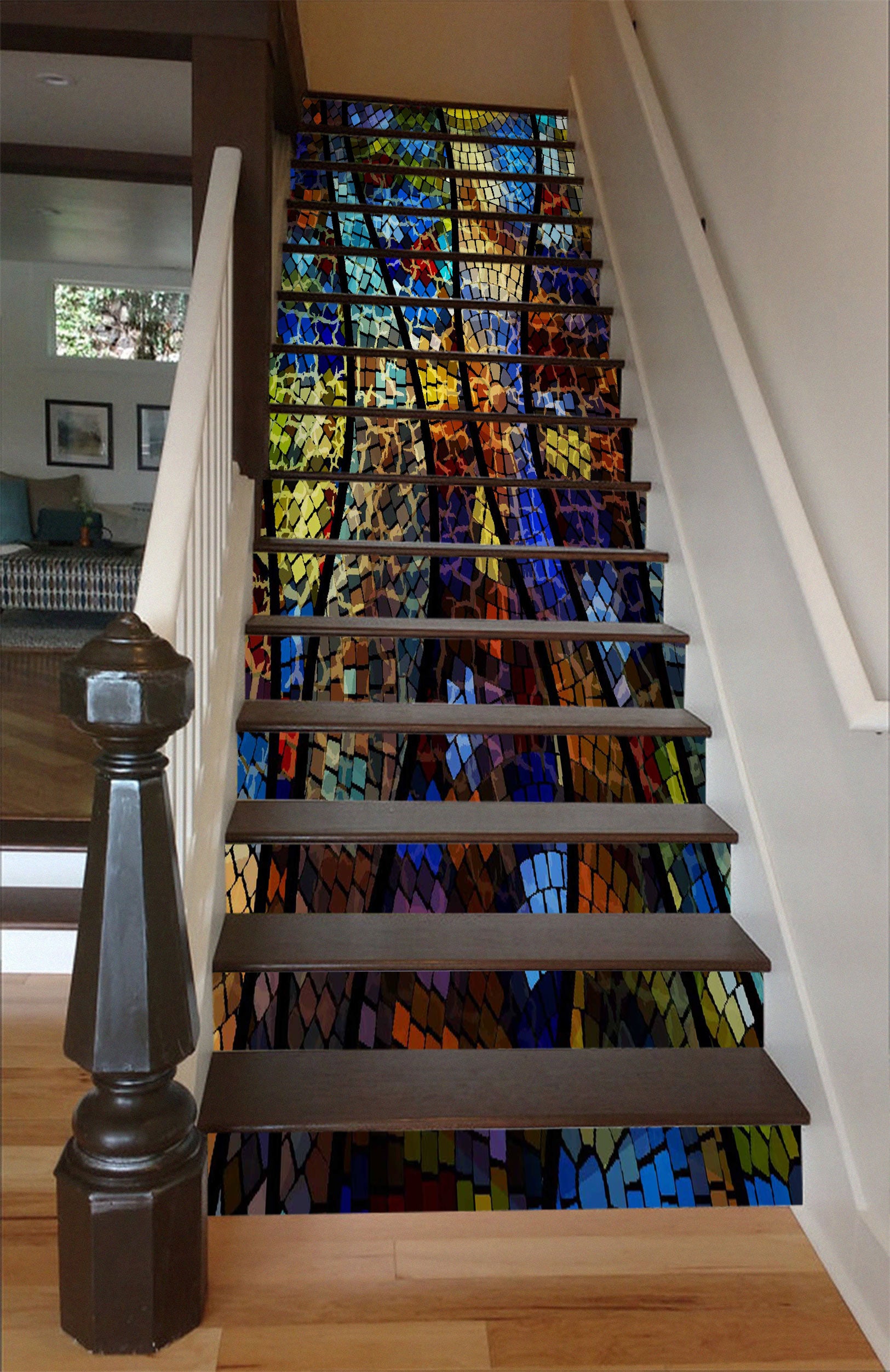 3D Colorful Fluorescent Square Arrangement 313 Stair Risers