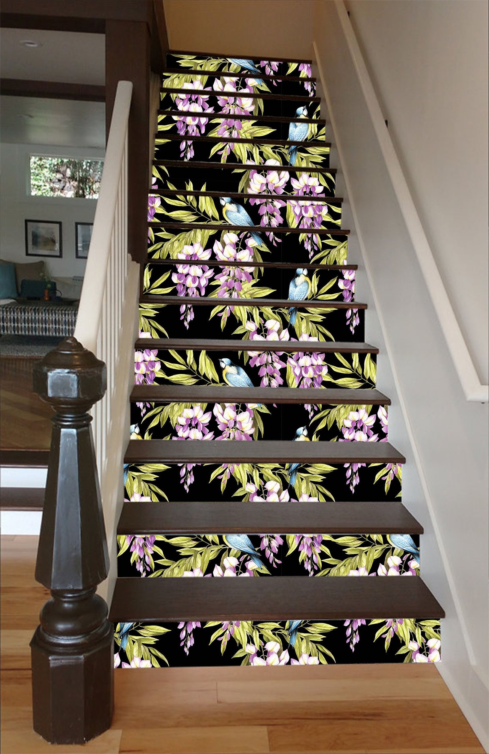 3D Flowers Leaves Birds 1455 Stair Risers Wallpaper AJ Wallpaper