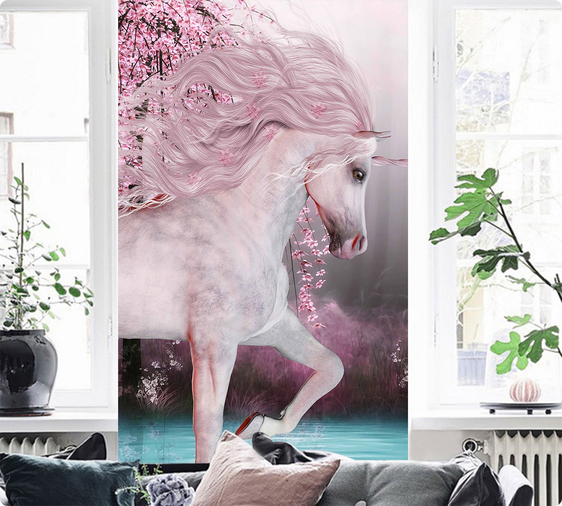 3D Flower Horse 1620 Wall Murals