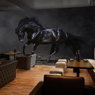 3D White Embossed Flowers 12 Feet High and 11.5 Feet Wide. + 3D Black Horse 990 WallPaper 12 feet Height - by - 17.5 feet wide ALL IN WOVEN PAPER AJ Wallpaper