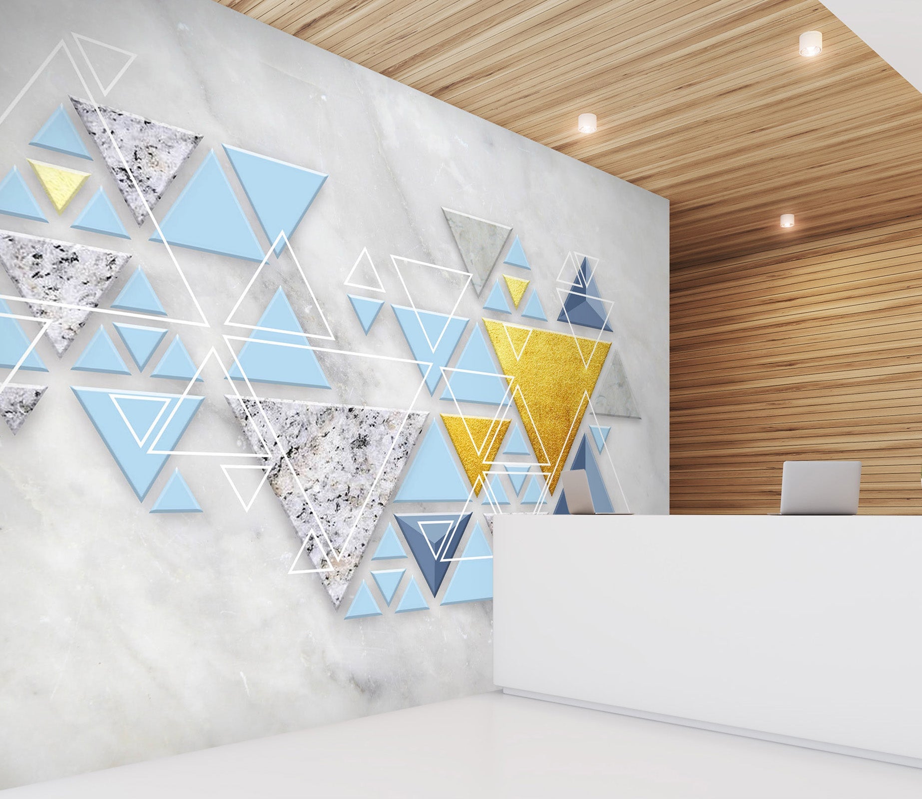 3D Blue Triangle 015 Wall Murals Wallpaper AJ Wallpaper 2