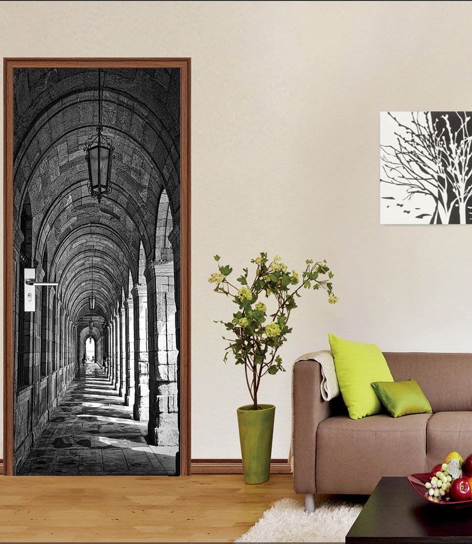 3D corridor stone dome door mural Wallpaper AJ Wallpaper