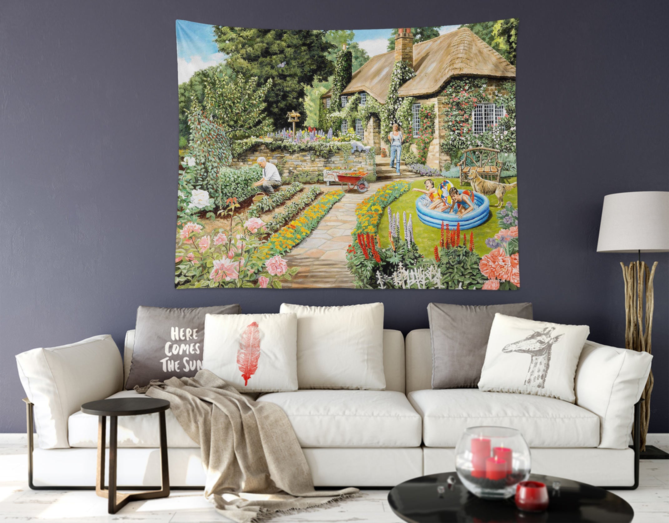 3D Grass Garden House 11284 Trevor Mitchell Tapestry Hanging Cloth Hang