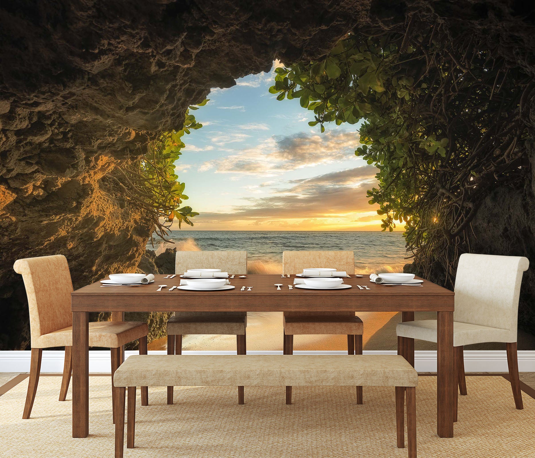 3D Cave Sea 141 Wall Murals