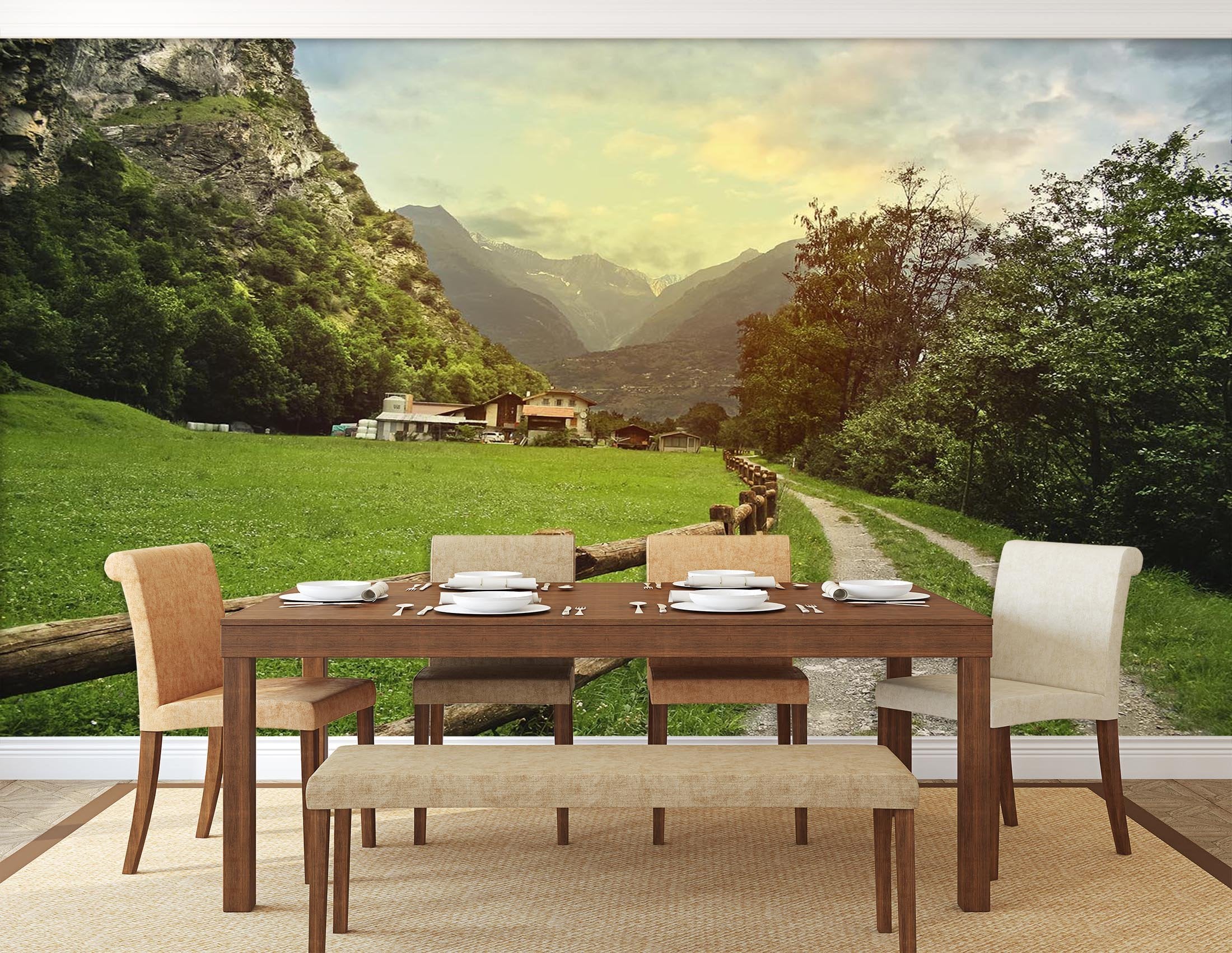 3D Grassland Mountain Road 575 Wallpaper AJ Wallpaper 2