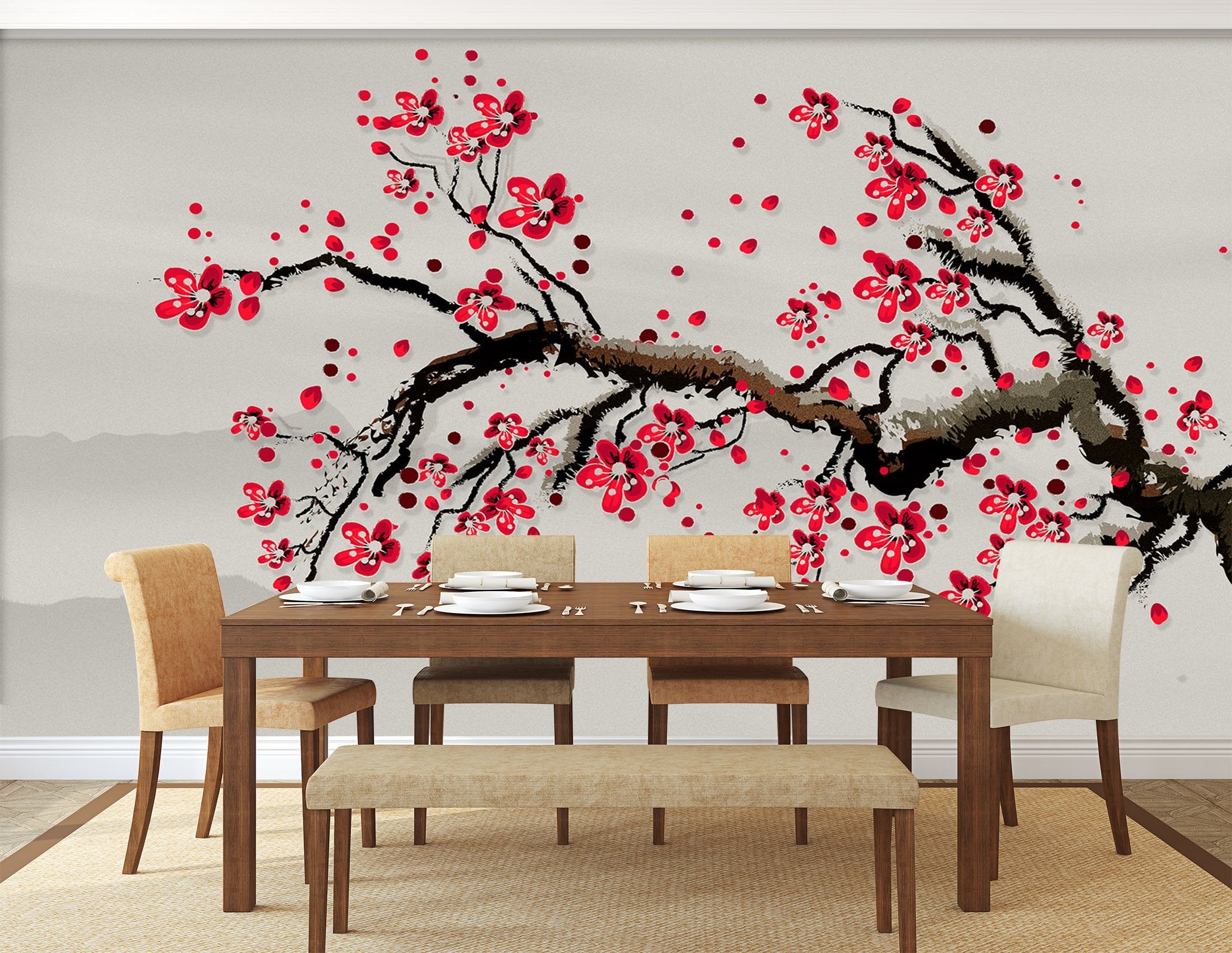 3D Ink Painting Safflower 534 Wallpaper AJ Wallpaper 2