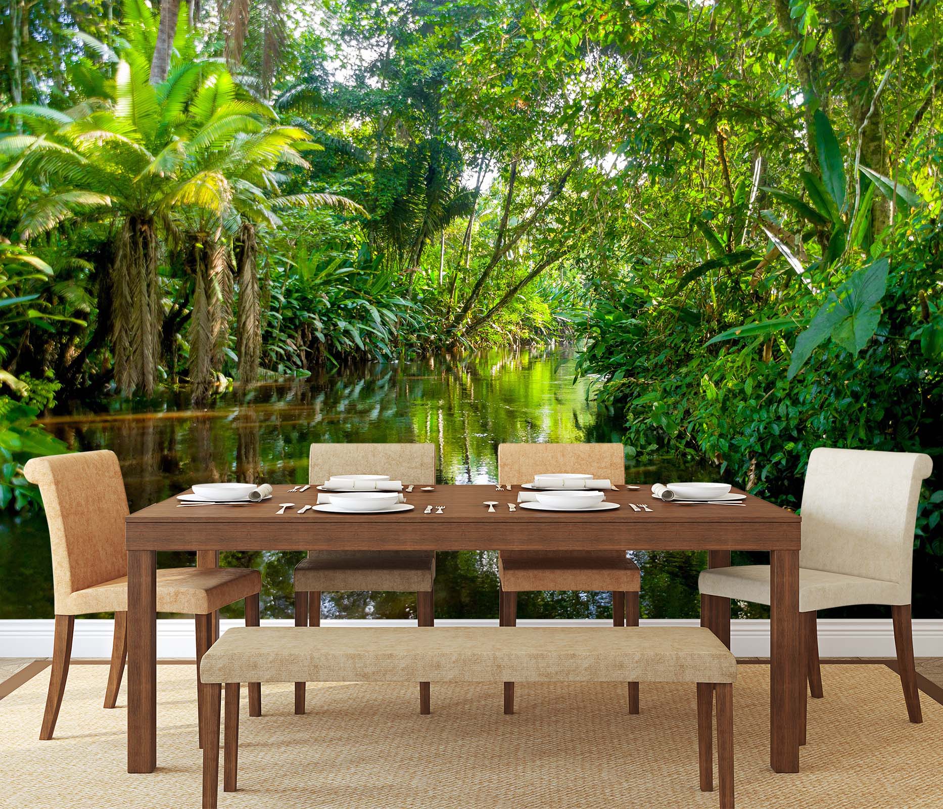 3D Tropical Woods River 140 Wall Murals