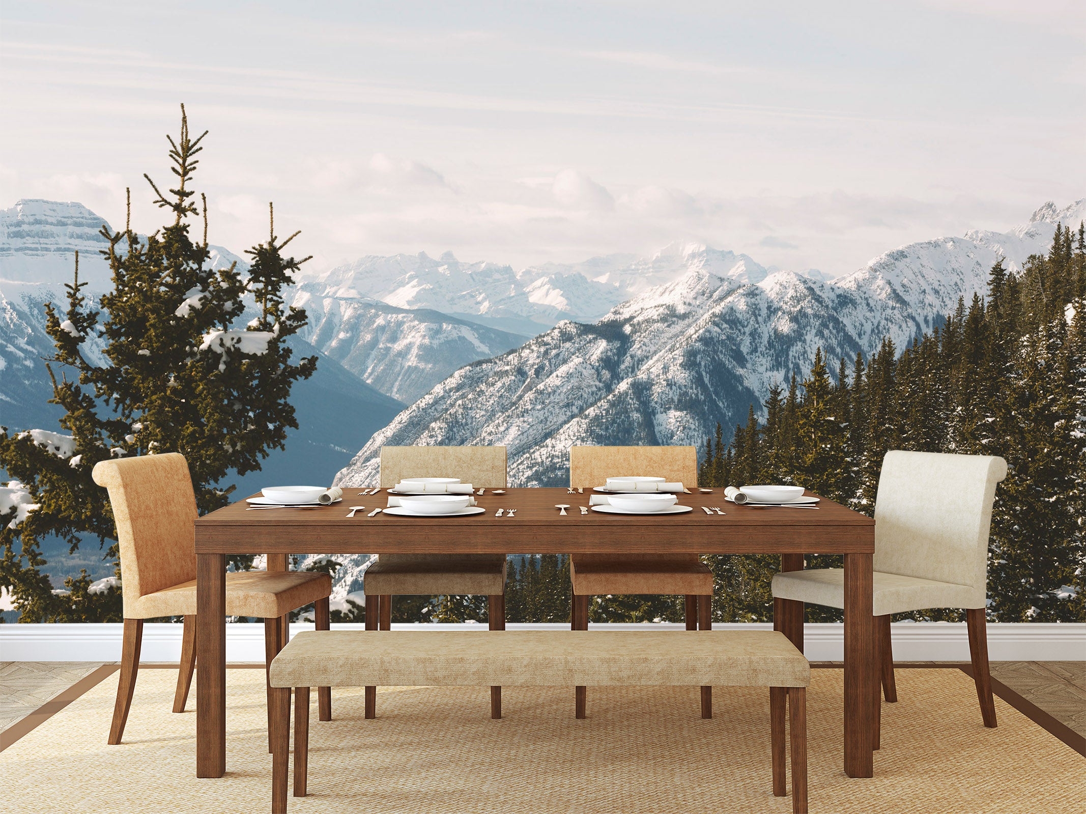 3D Snow Mountain Forest 79 Wall Murals