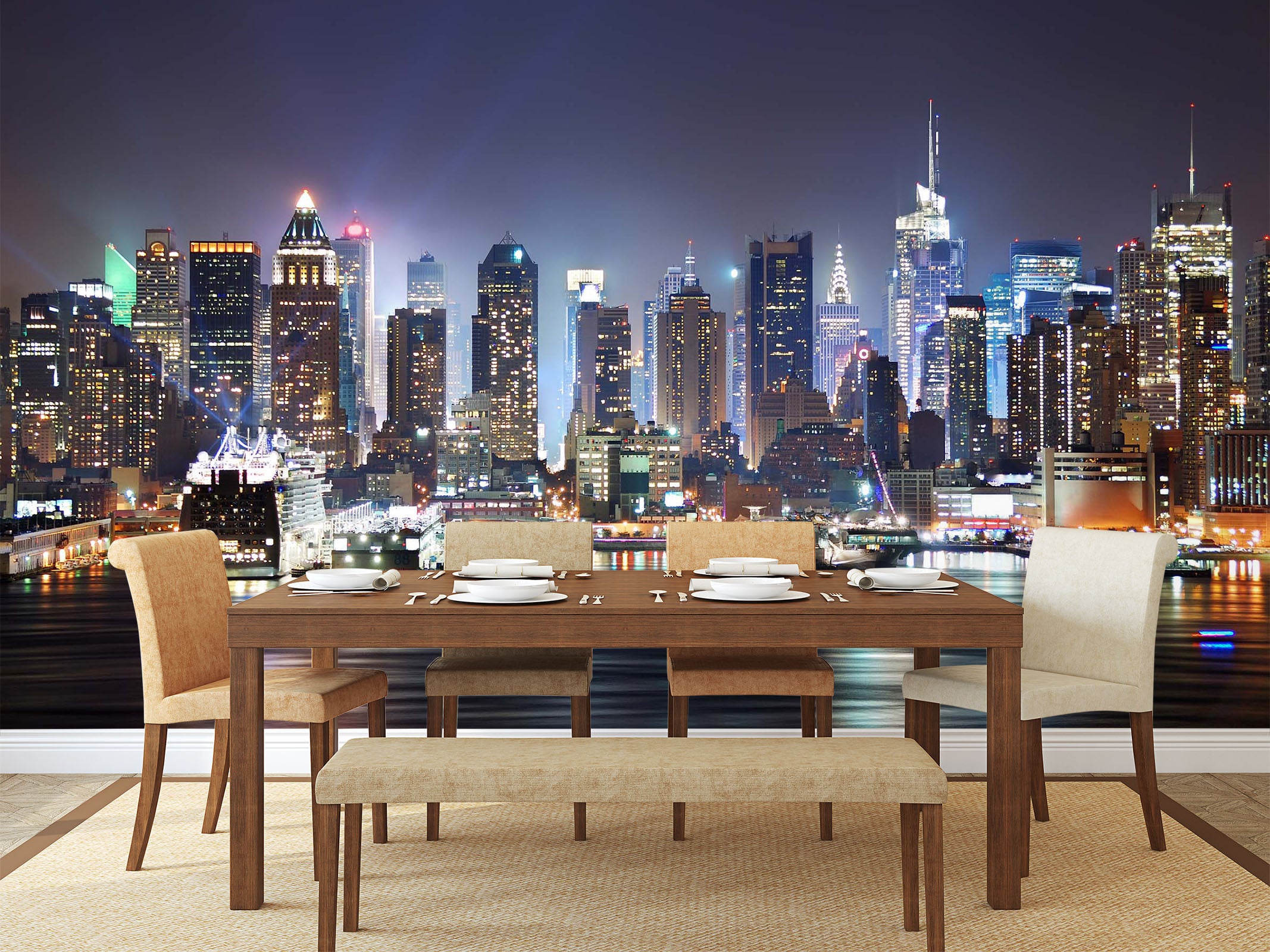 3D City Night View 134 Wall Murals