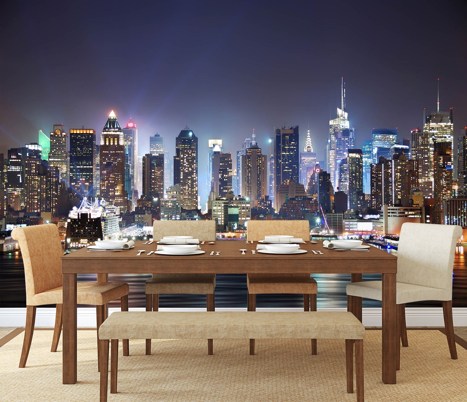 3D New York Night View 024 Wall Murals Wallpaper AJ Wallpaper 2