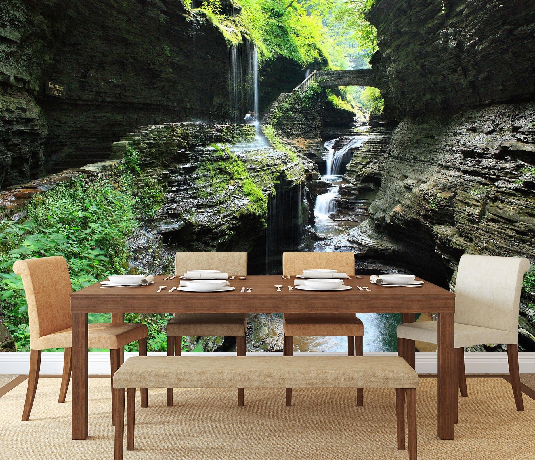 3D Waterfall Stone 020 Wall Murals Wallpaper AJ Wallpaper 2