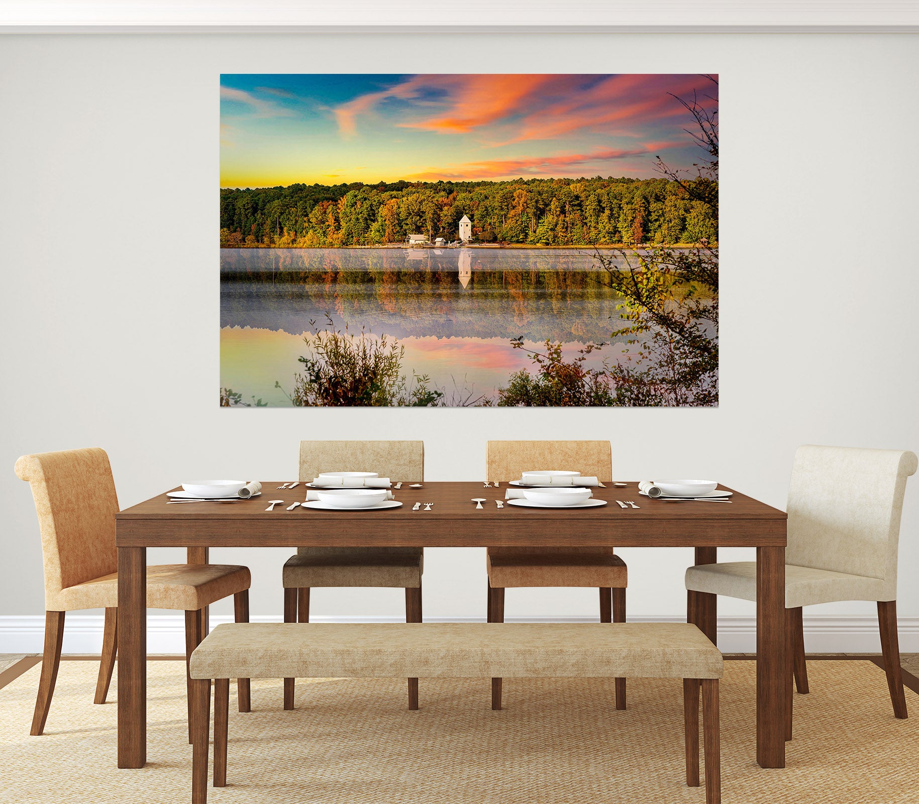 3D Sunset Forest Lake 4032 Beth Sheridan Wall Sticker
