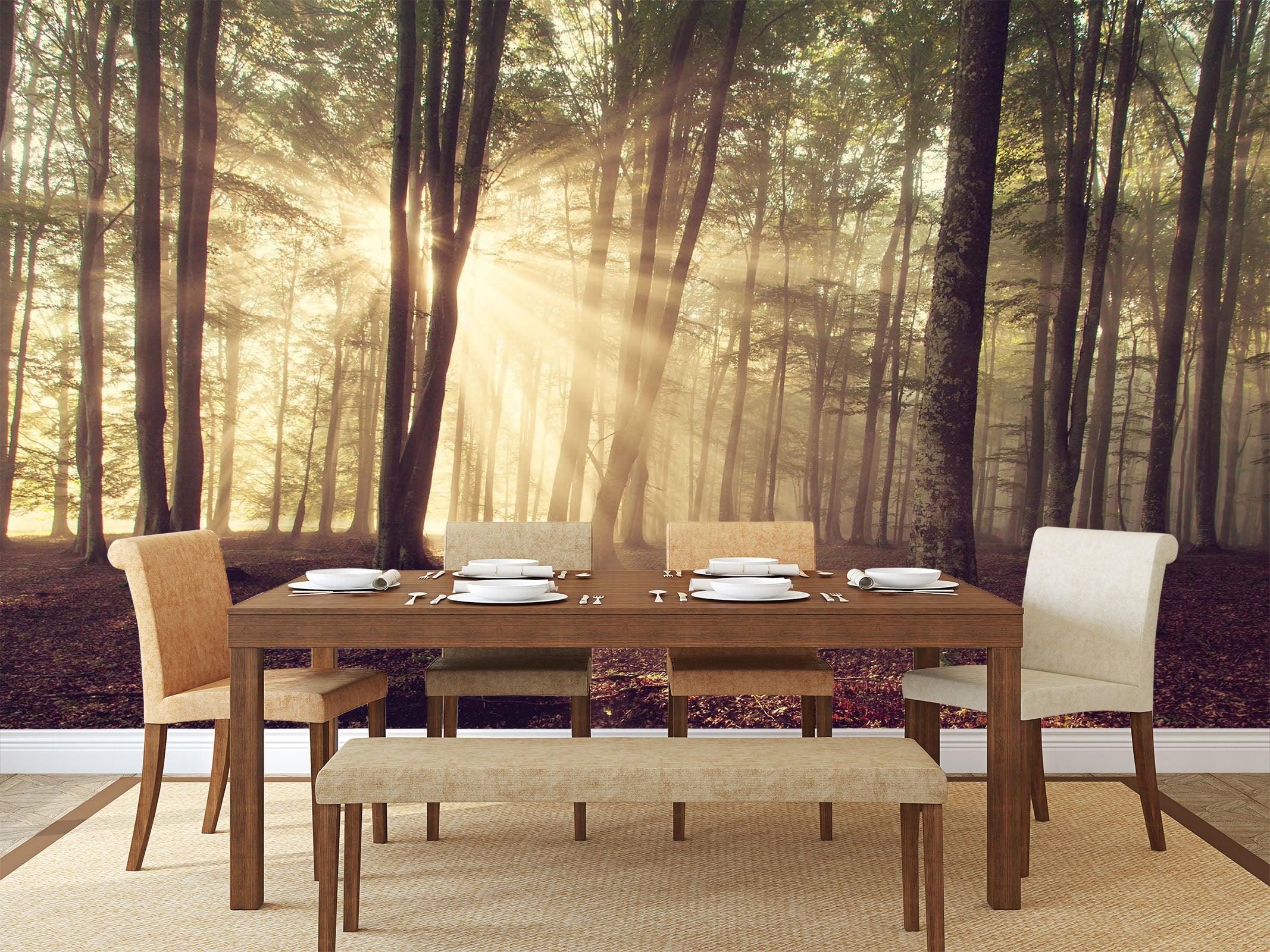 3D Dusk Forest 81 Wall Murals