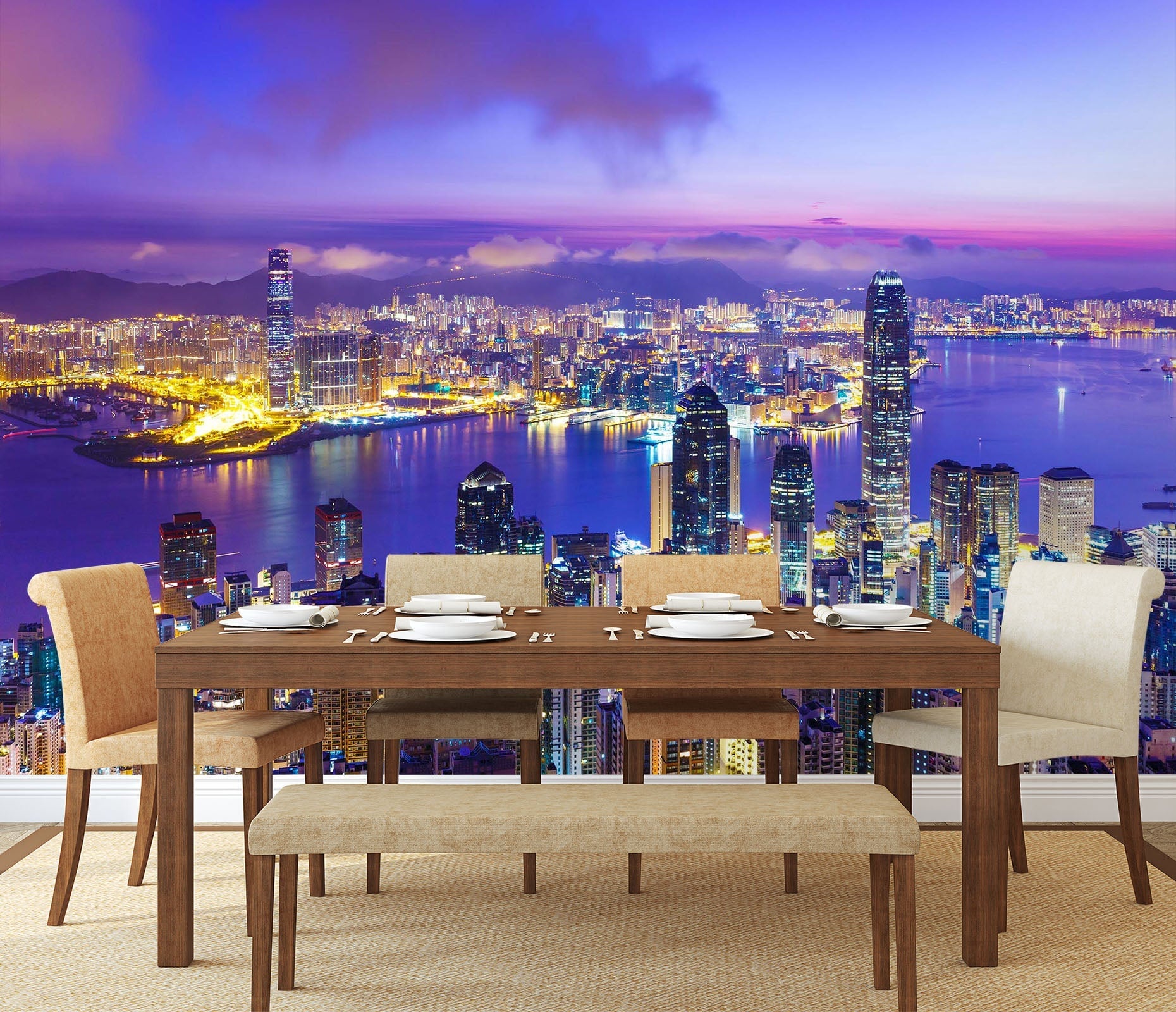 3D Night View City 029 Wall Murals Wallpaper AJ Wallpaper 2