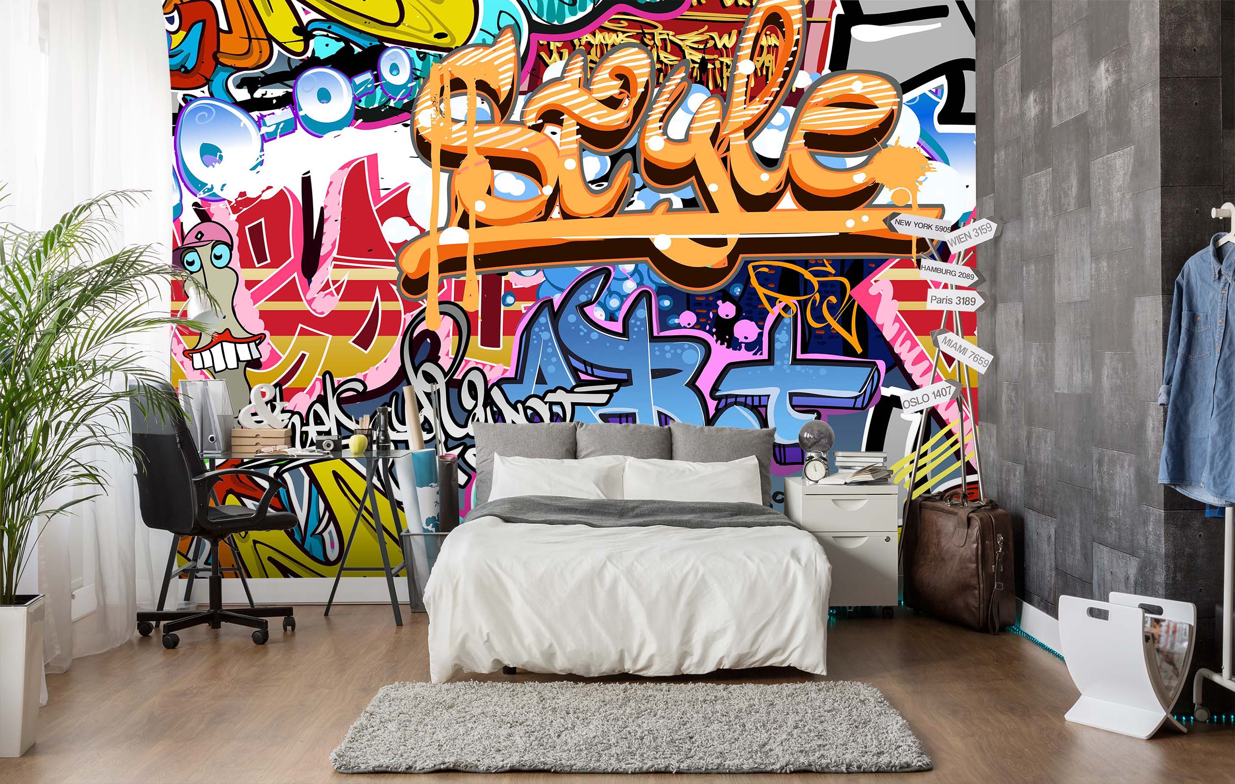 3D Graffiti Big Teeth 157 Wall Murals Wallpaper AJ Wallpaper 2