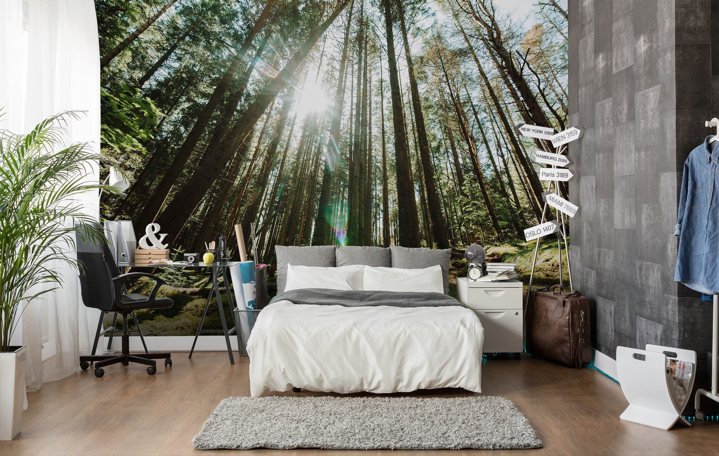 3D Forest Sunshine 107 Wall Murals