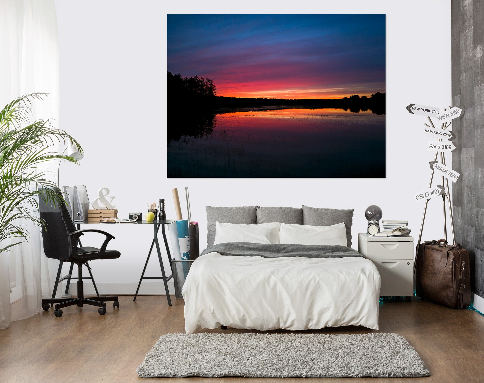 3D Sunset Sea 130 Jerry LoFaro Wall Sticker