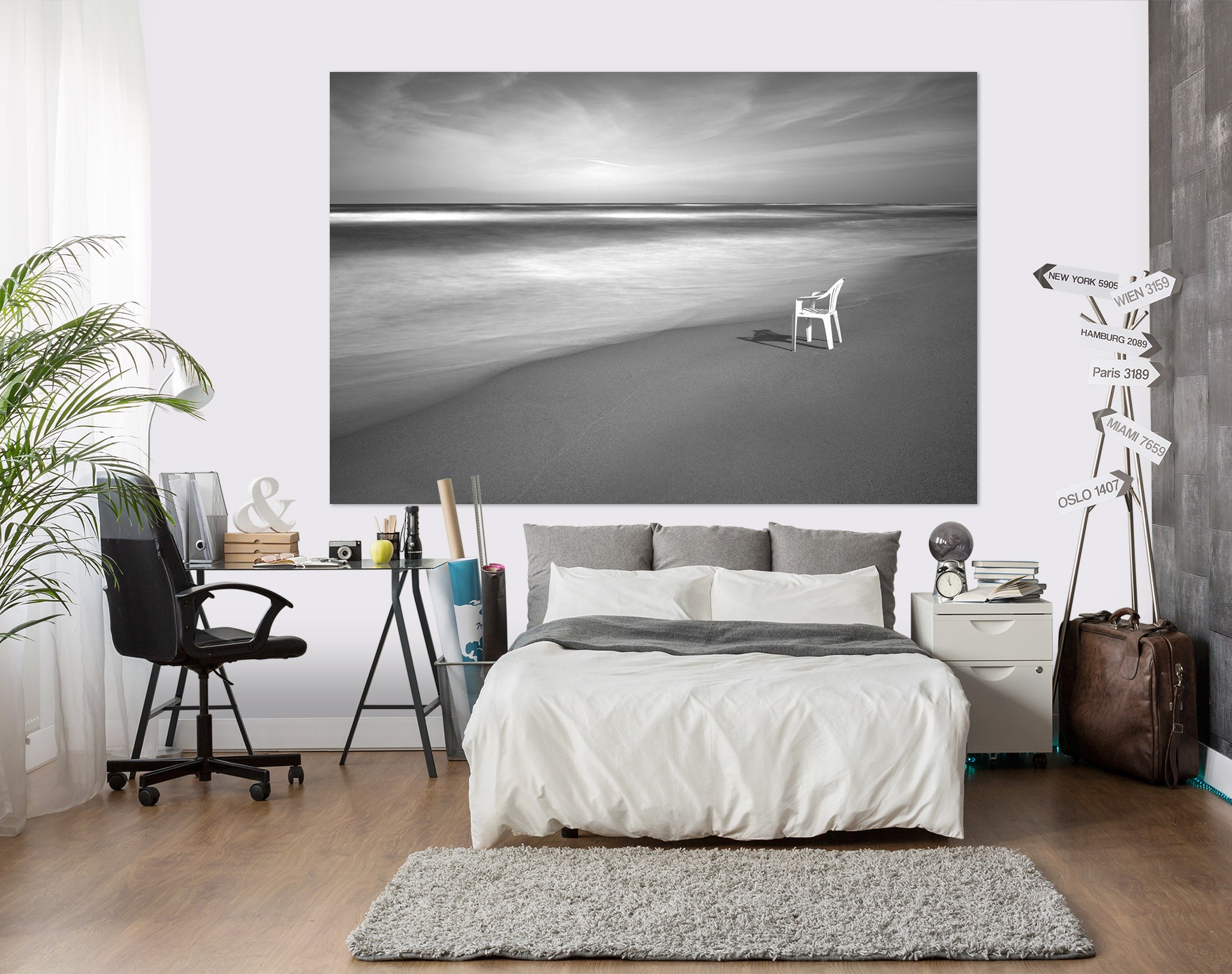 3D White Bench 139 Marco Carmassi Wall Sticker