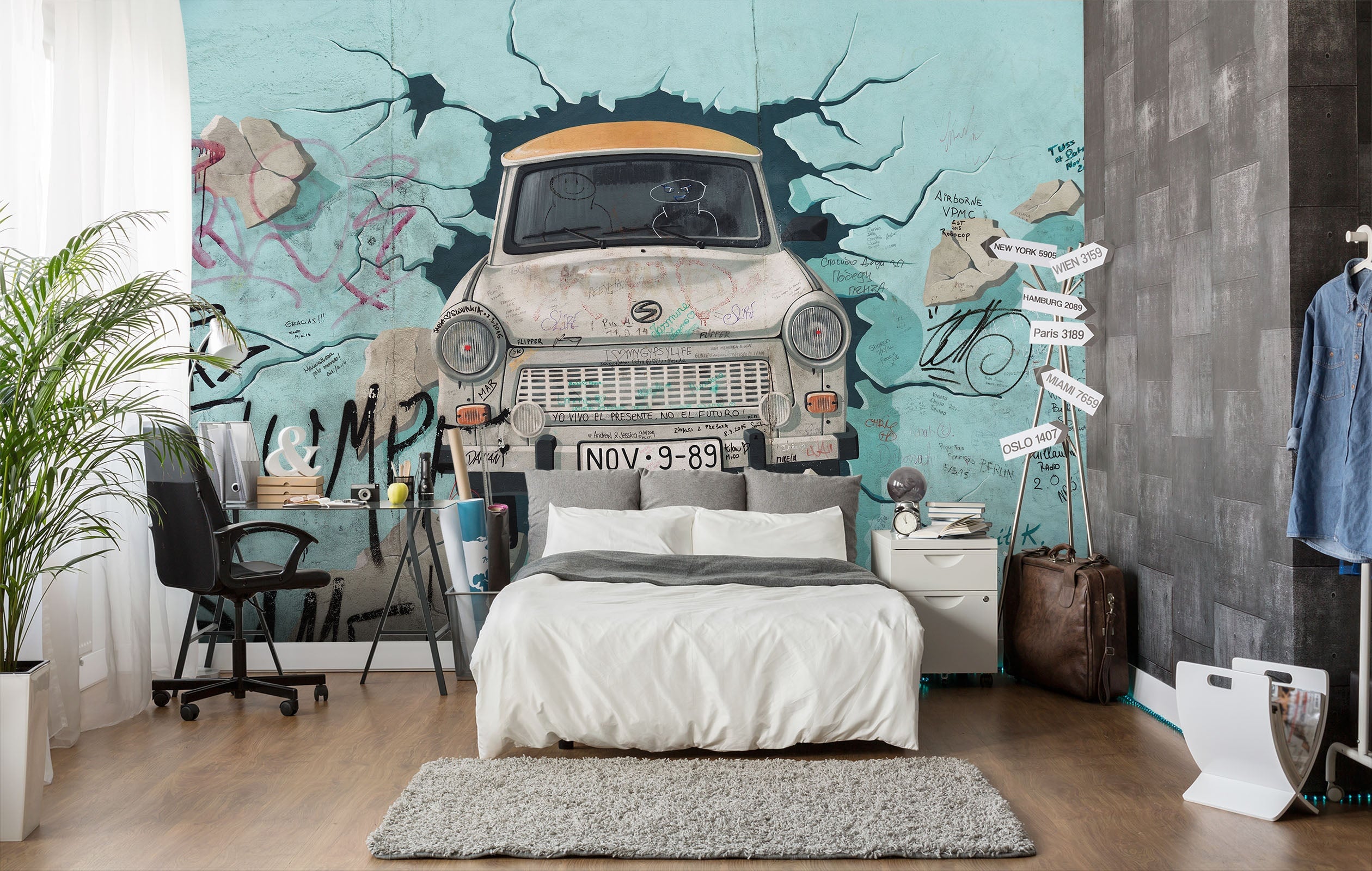 3D Cartoon Car 129 Wall Murals Wallpaper AJ Wallpaper 2
