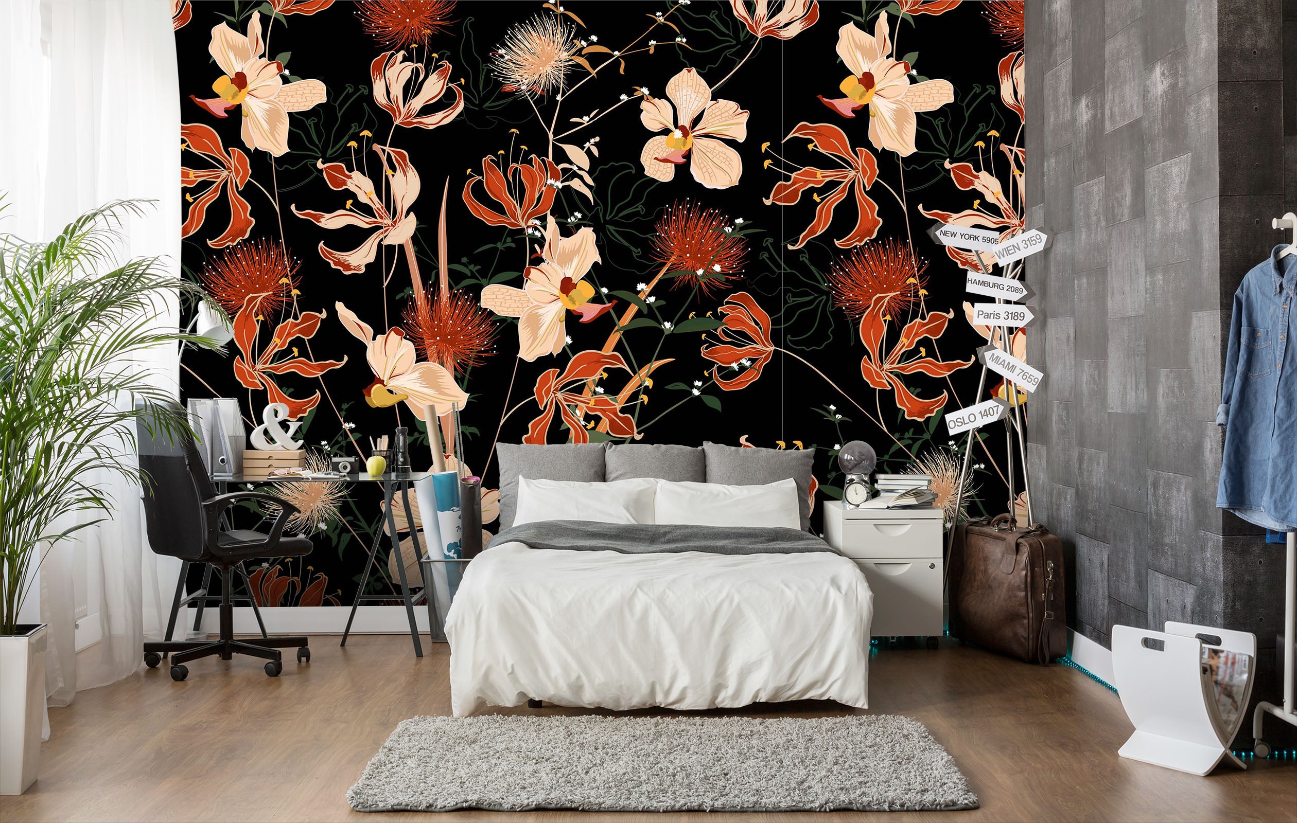 3D Graffiti Red Flower 92 Wall Murals