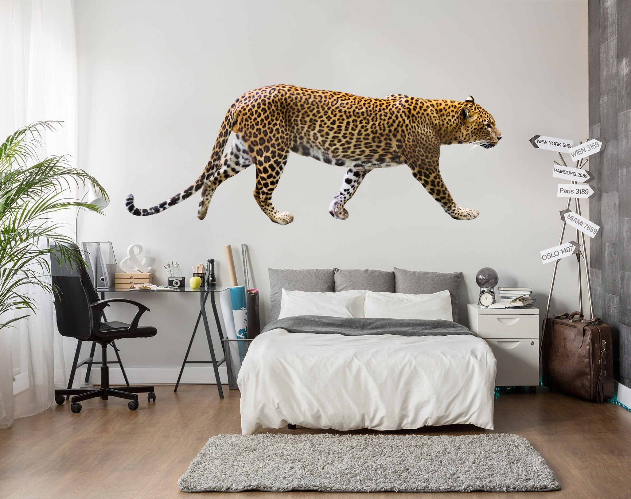 3D Leopard Looking For Prey 128 Animals Wall Stickers Wallpaper AJ Wallpaper