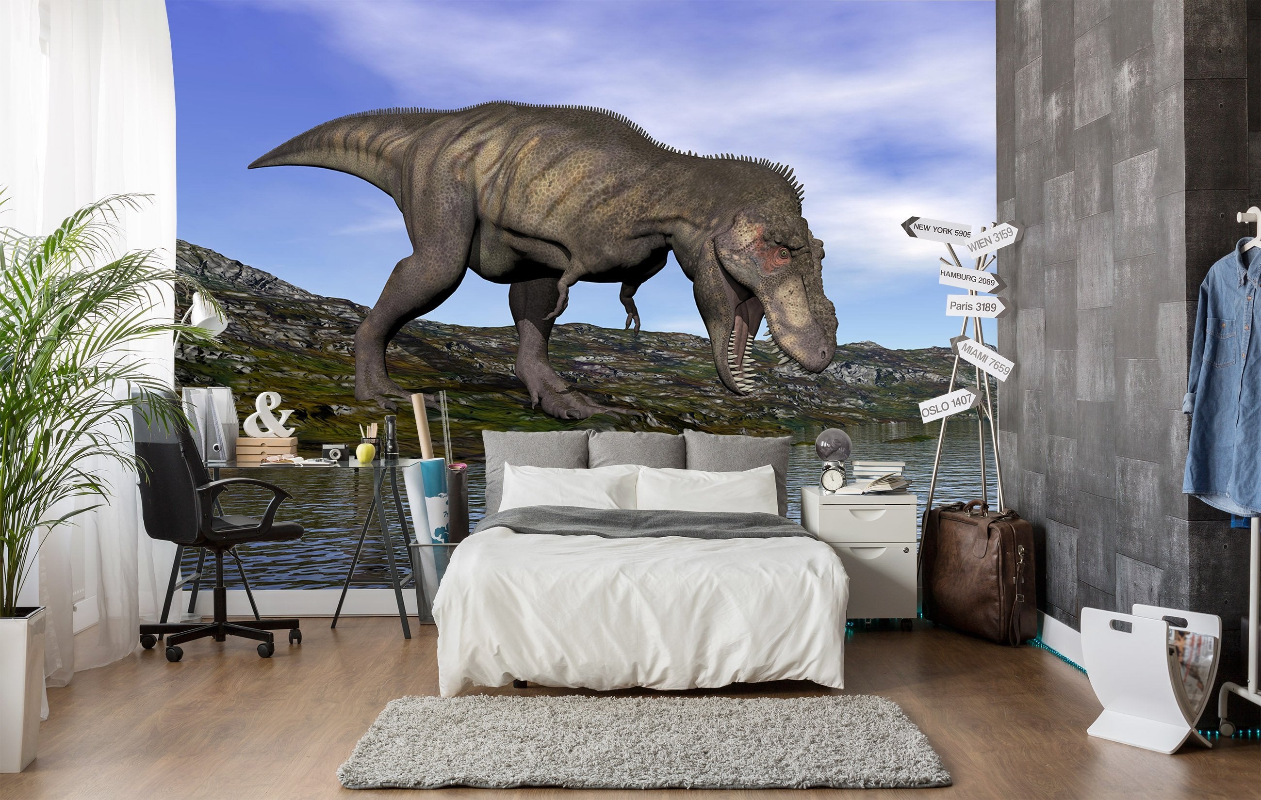 3D Dinosaur Lake Water 074 Wallpaper AJ Wallpaper