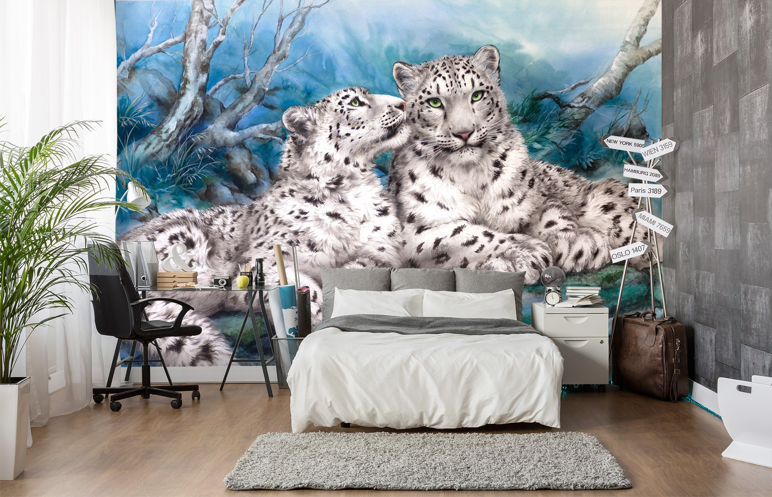 3D White Tiger 5447 Kayomi Harai Wall Mural Wall Murals