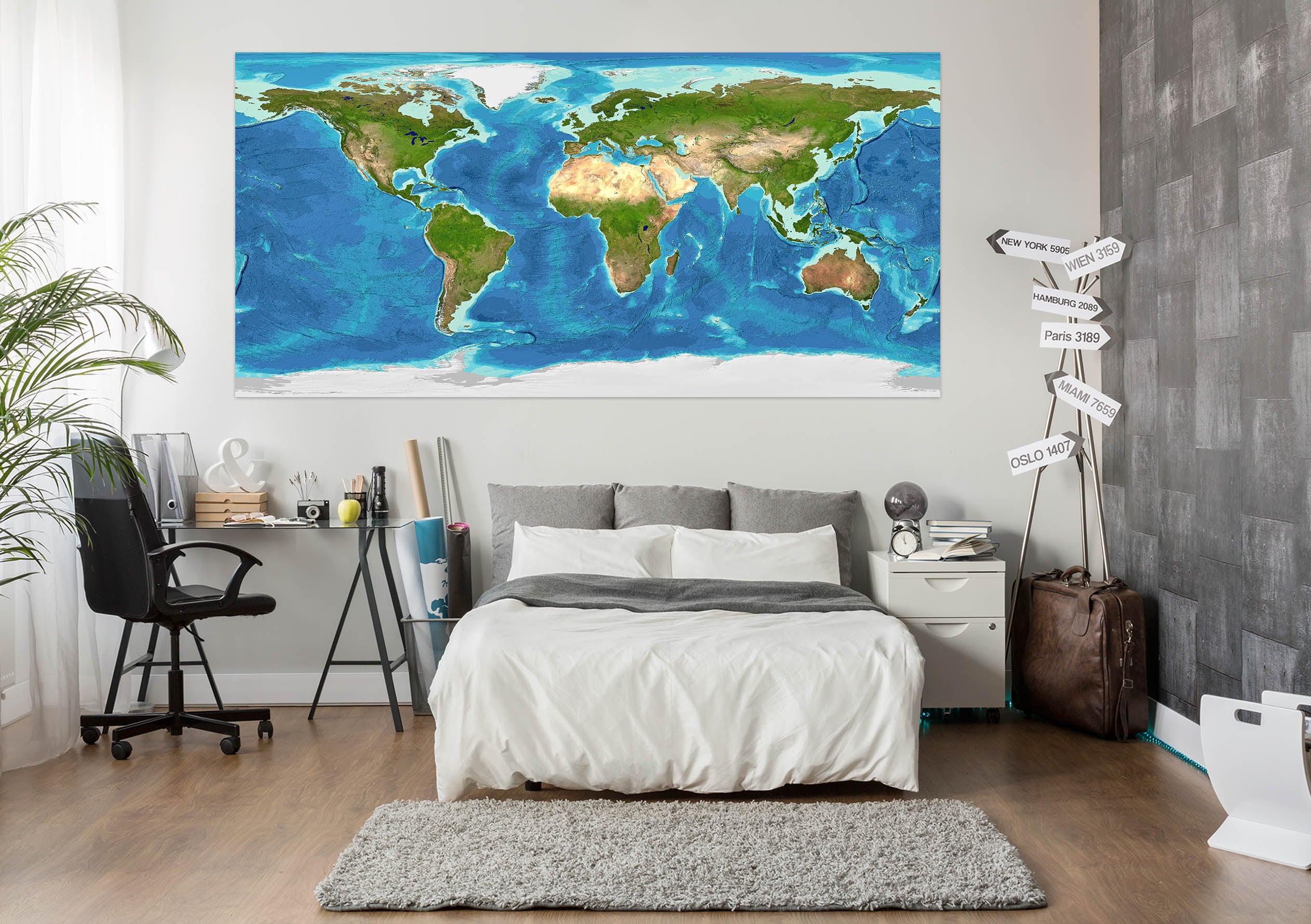 3D Green Land 277 World Map Wall Sticker